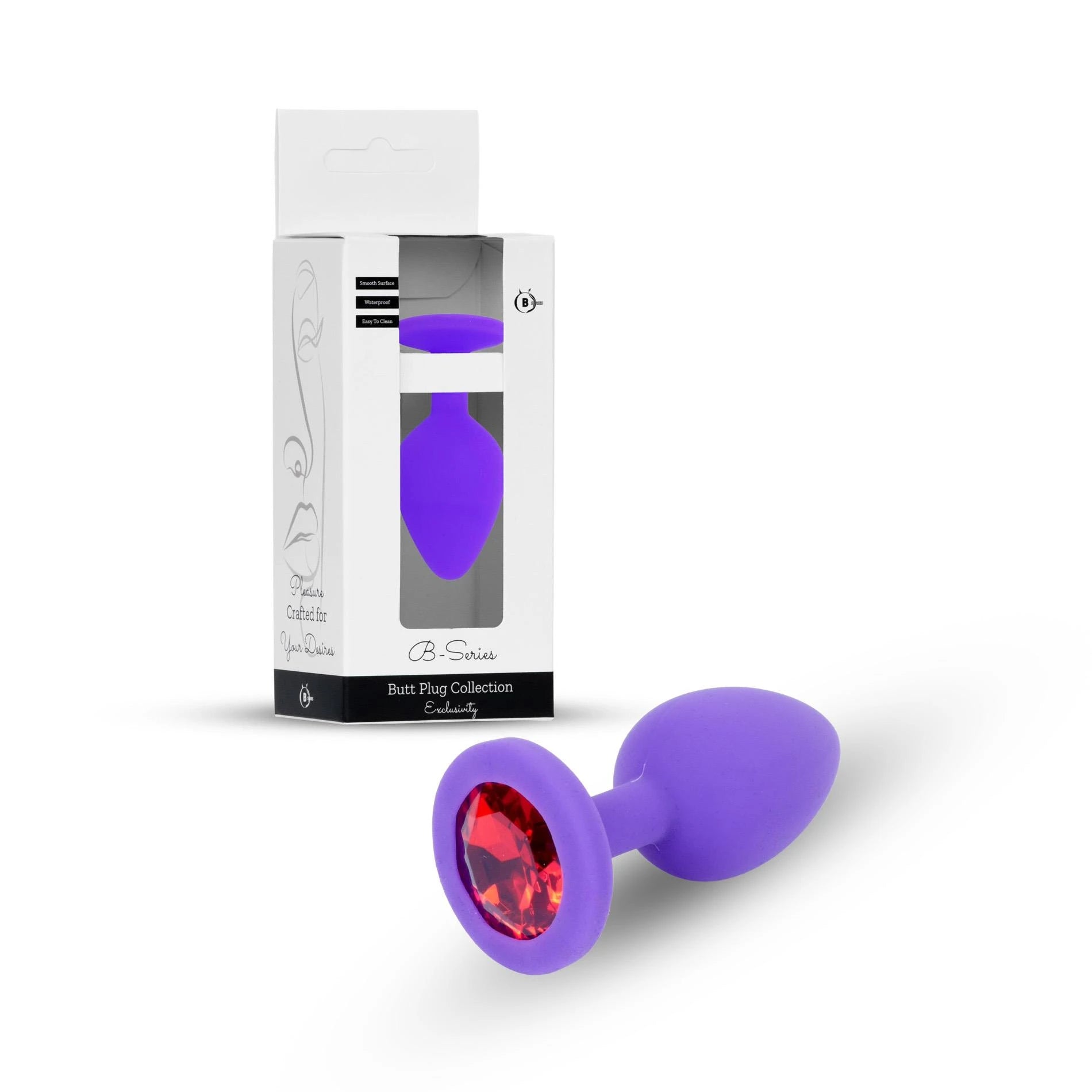 Plug-Jewellery Purple Silicon PLUG Medium- Red Diamond