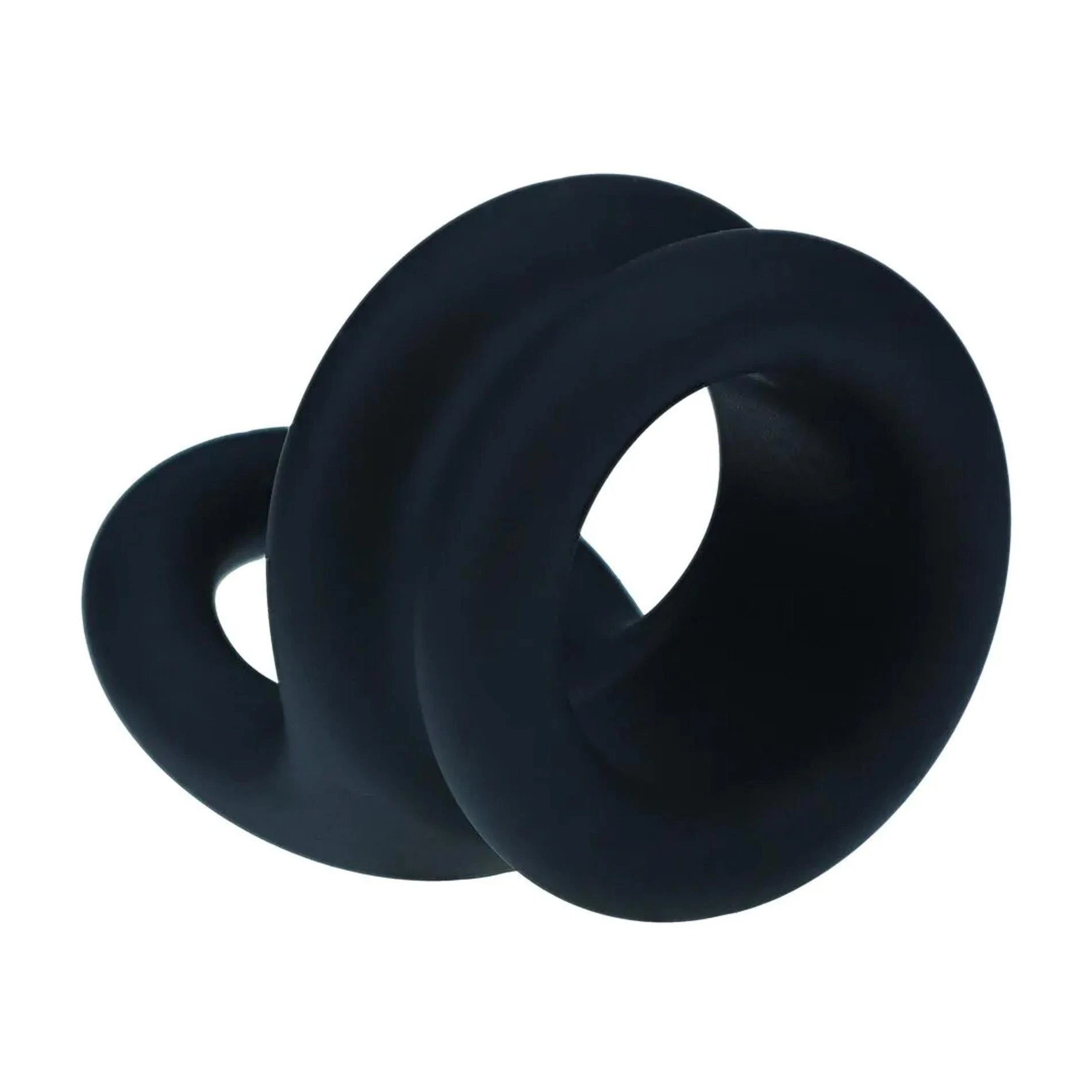Anneau pénien double O large en silicone - S - Noir