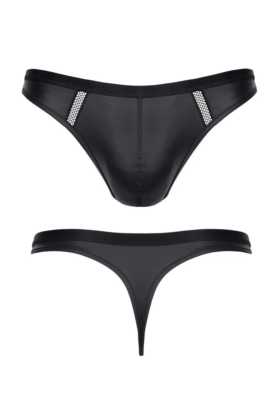 String pour homme Wetlook avec ruban décoratif sur le devant XL