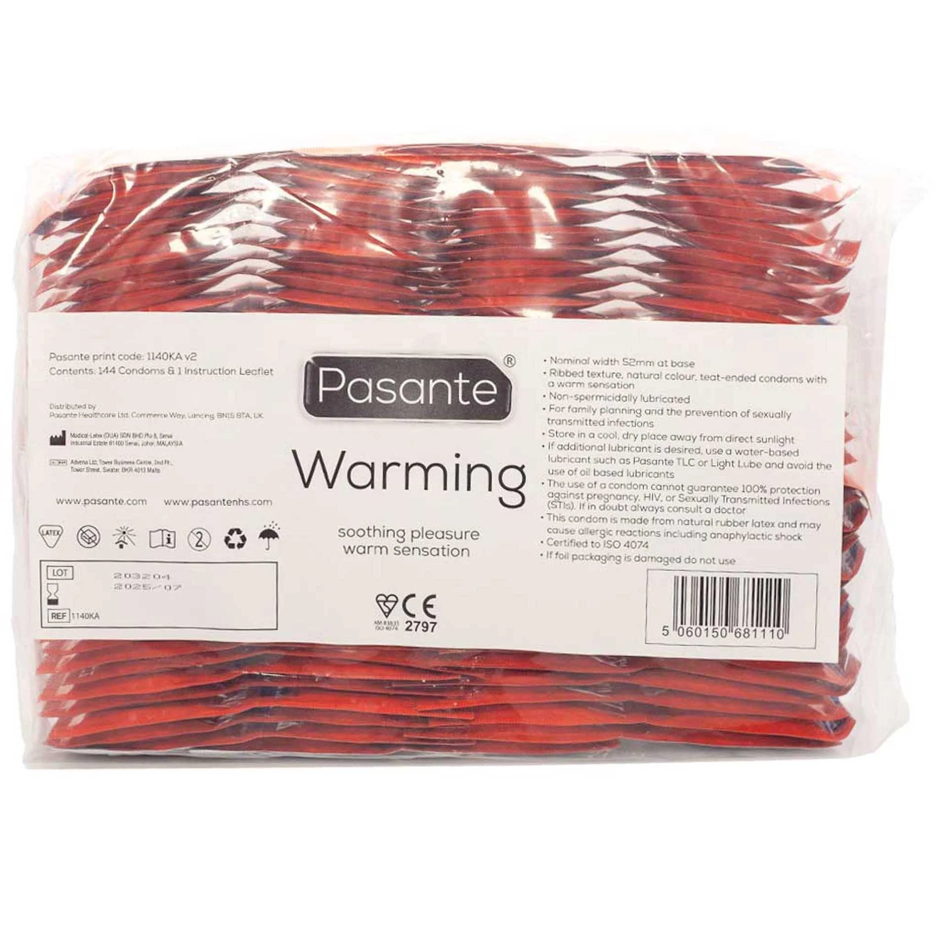 Préservatifs Pasante Warming en vrac, 144 pièces