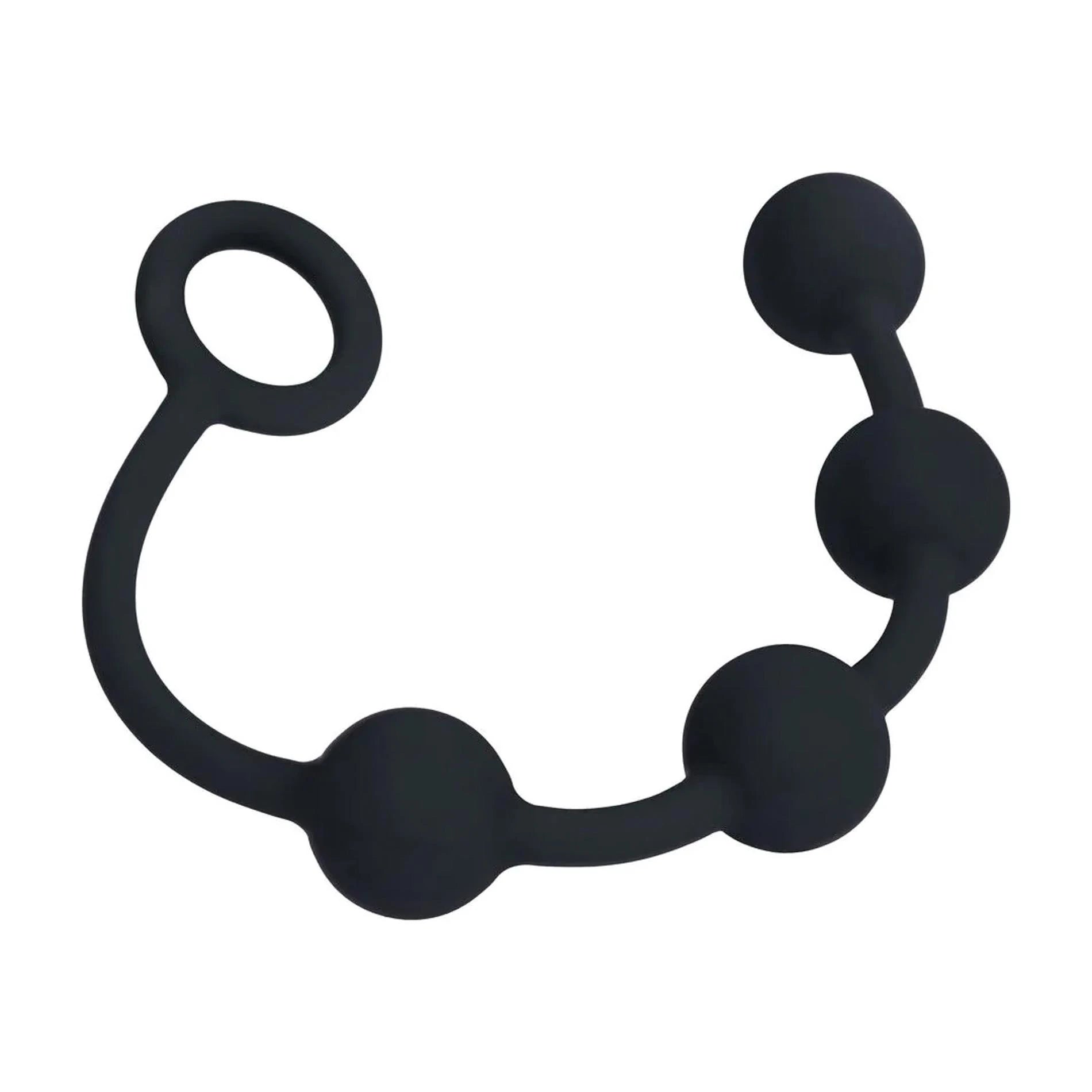 Round Silicone Anal Beads - S - 20mm - Black