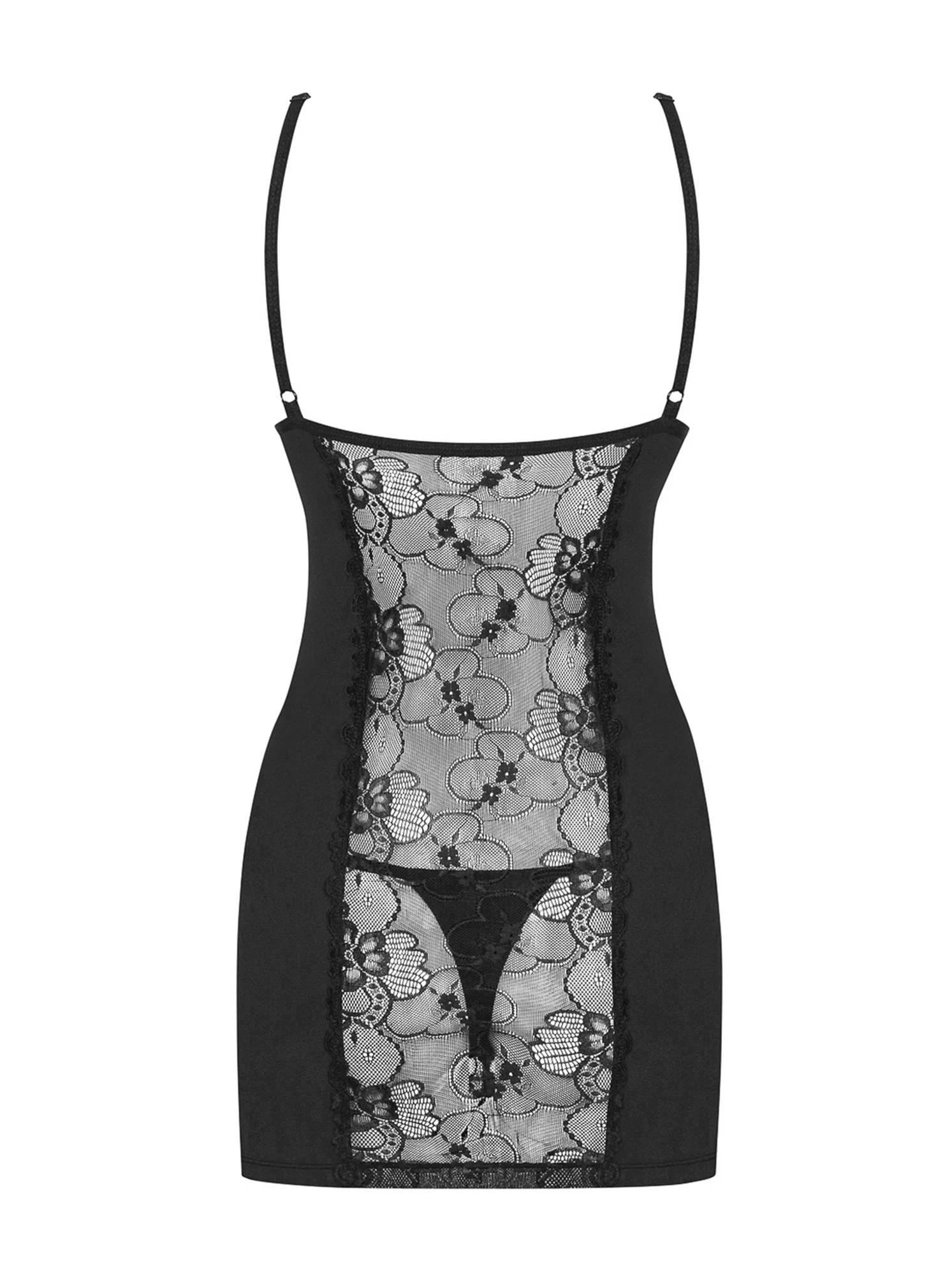 Lingerie-Heartina chemise et string noirs S/M