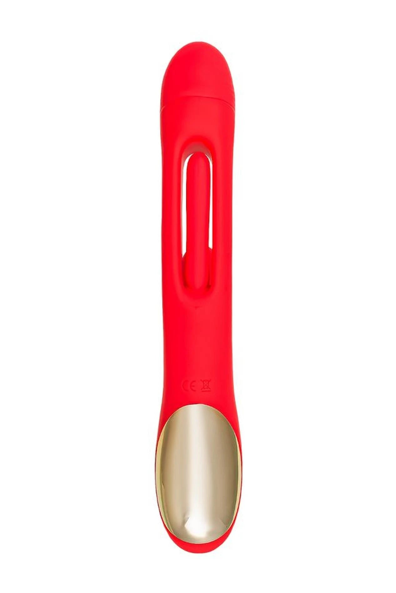 Vibromasseur JOS avec stimulateur clitoridien Patti à languette mobile, silicone, rouge, 24 cm