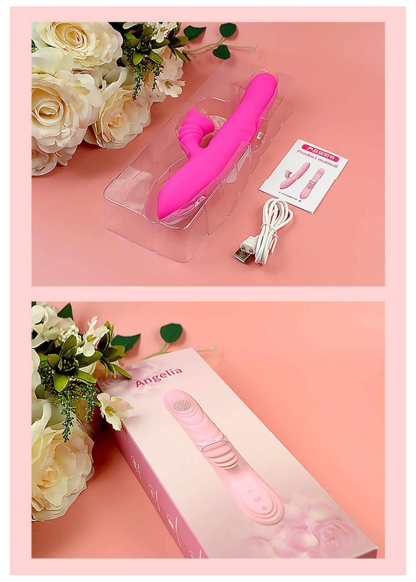 Vibromasseur Angelia USB 3 fonctions de pénétration / 20 vibrations Rose