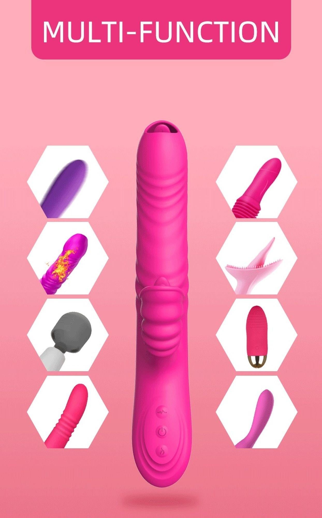 Vibromasseur Angelia USB 3 fonctions de pénétration / 20 vibrations Rose