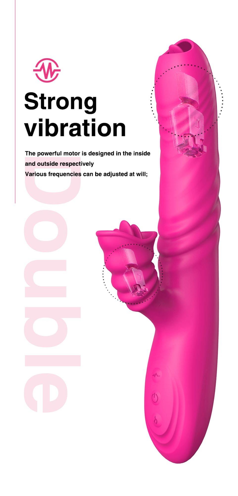 Vibromasseur Angelia USB 3 fonctions de pénétration / 20 vibrations Rose