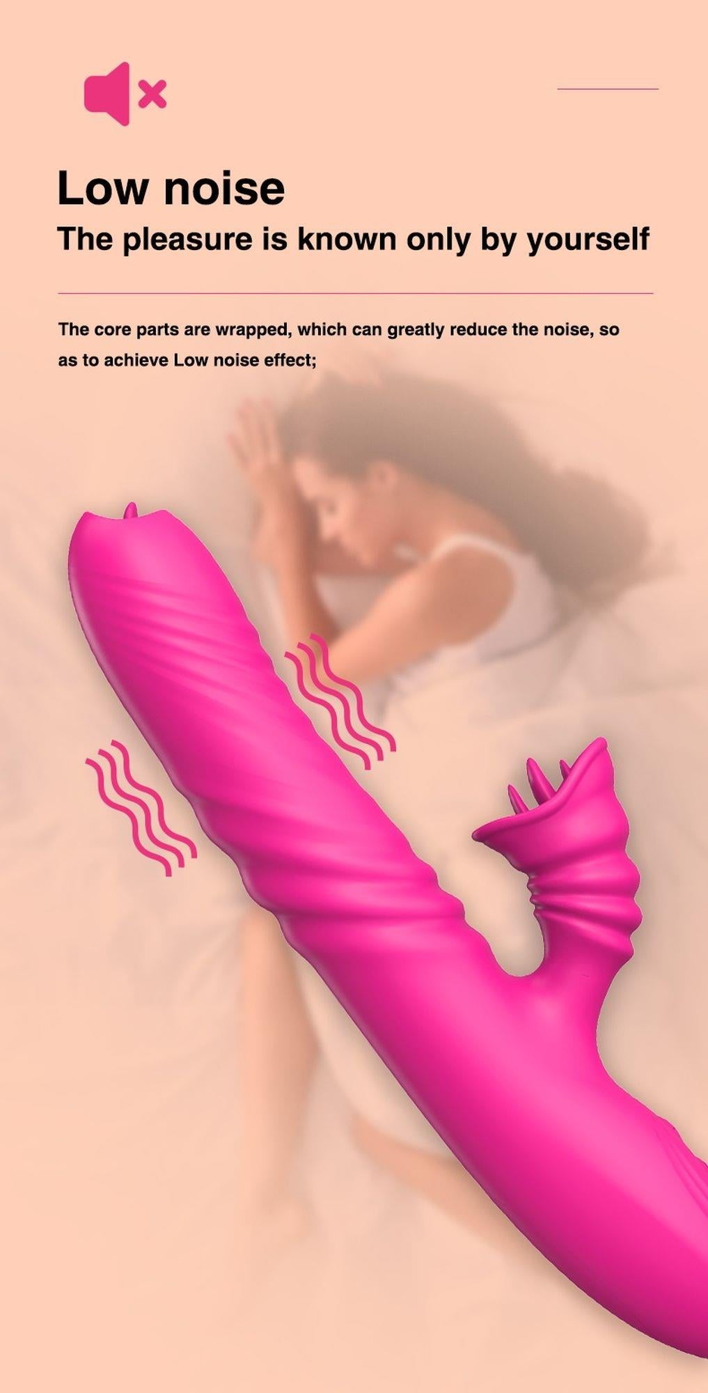 Vibromasseur Angelia USB 3 fonctions de pénétration / 20 vibrations Rose