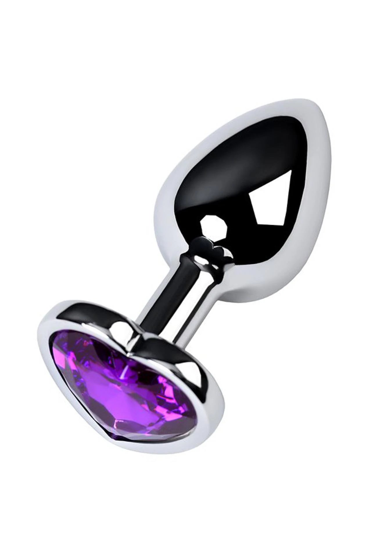 Plug anal en argent avec cœur gemme violet