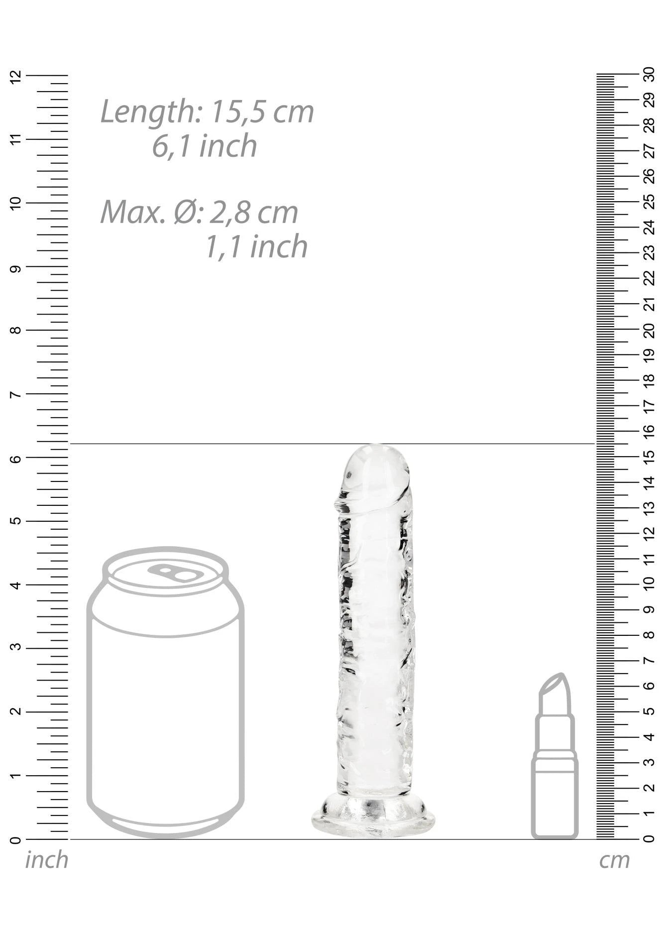 Dildo réaliste et droit avec ventouse - 6'' / 14,5