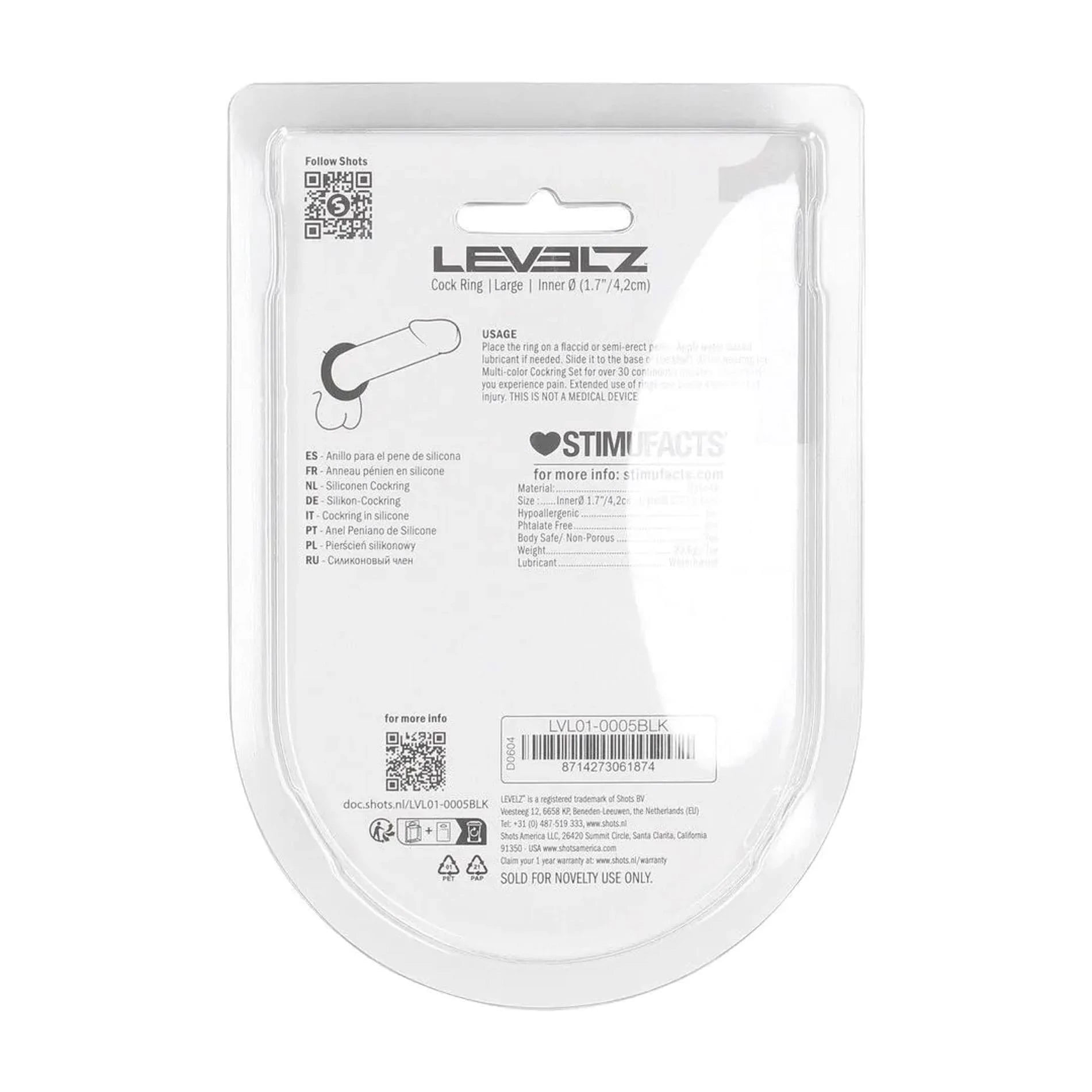 Liquid Silicone Cockring - L - Black