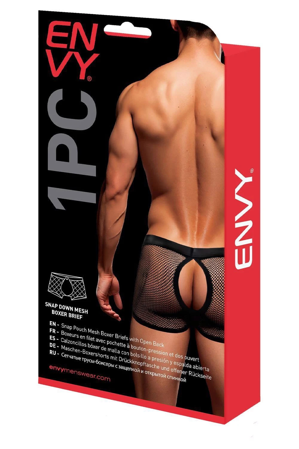 BOXER EN MAILLE AJOURÉE ENVY SNAP DOWN NOIR, L/XL