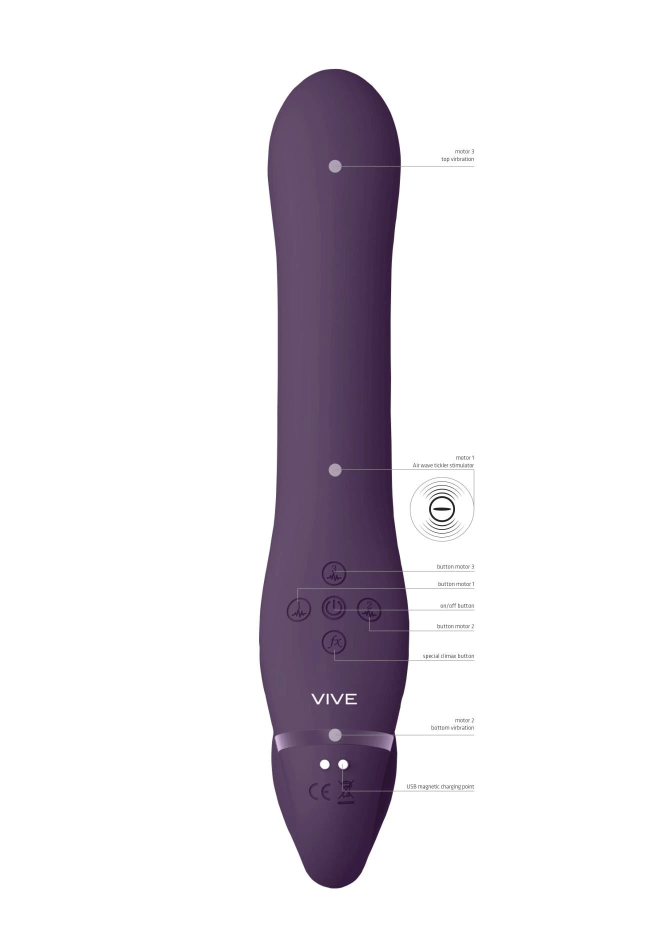 Ai - Dual Vibrating  Air Wave Tickler Strapless Strapon