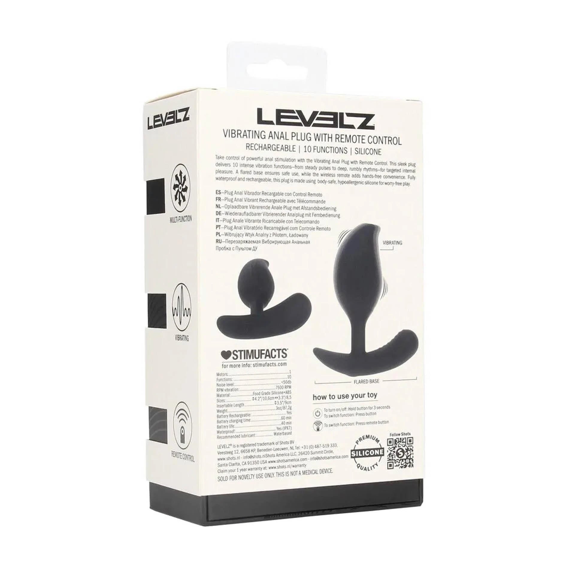 Remote Control Vibrating Liquid Silicone Anal Plug - Black