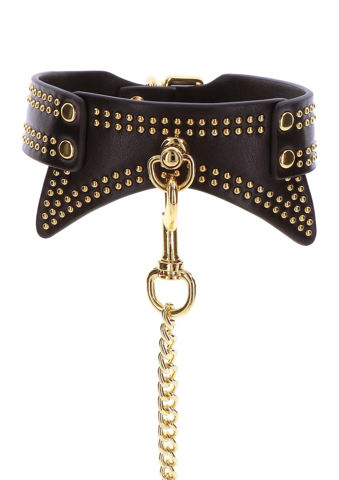 Collier et laisse cloutés noirs