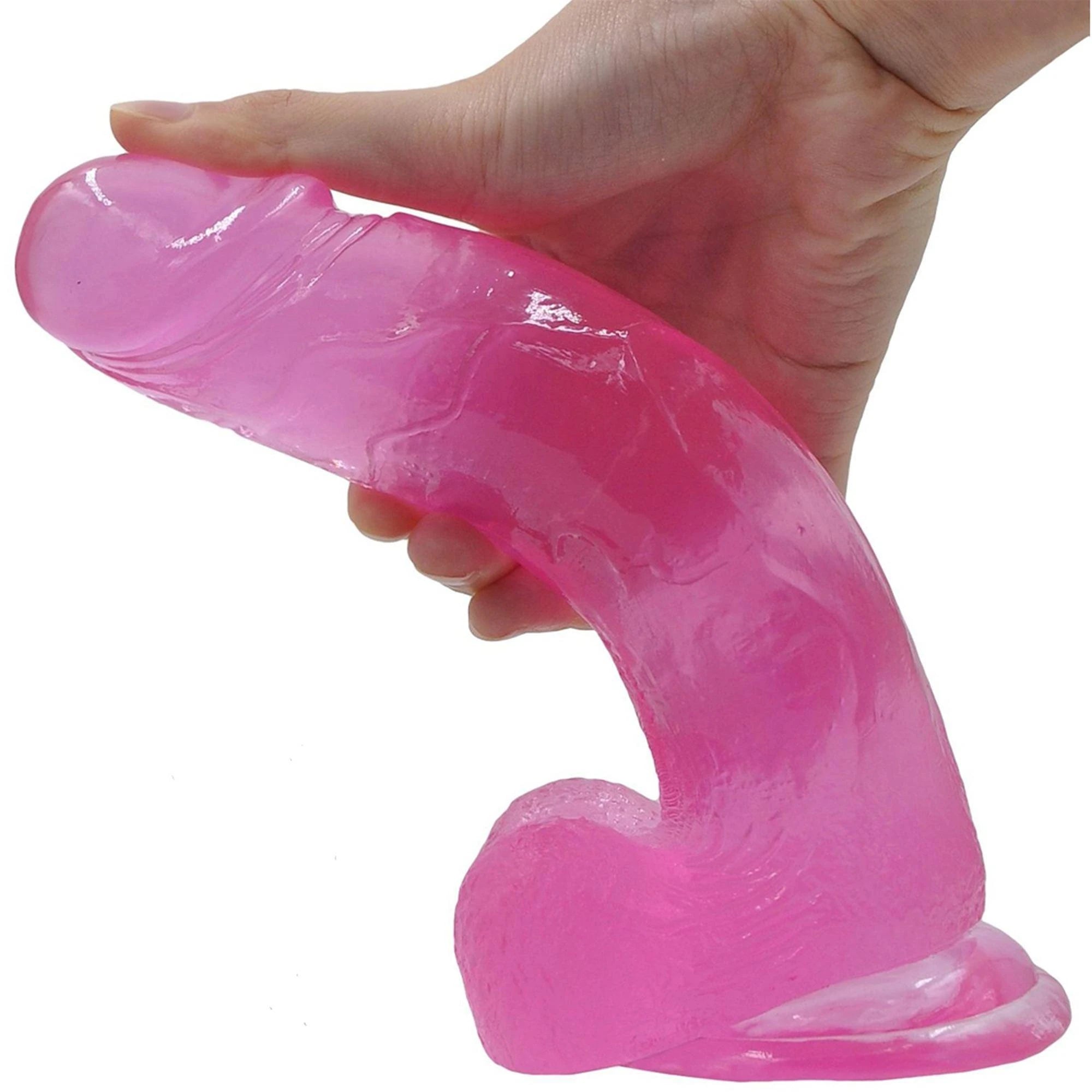 8″ Jelly Studs Crystal Dildo Large Pink