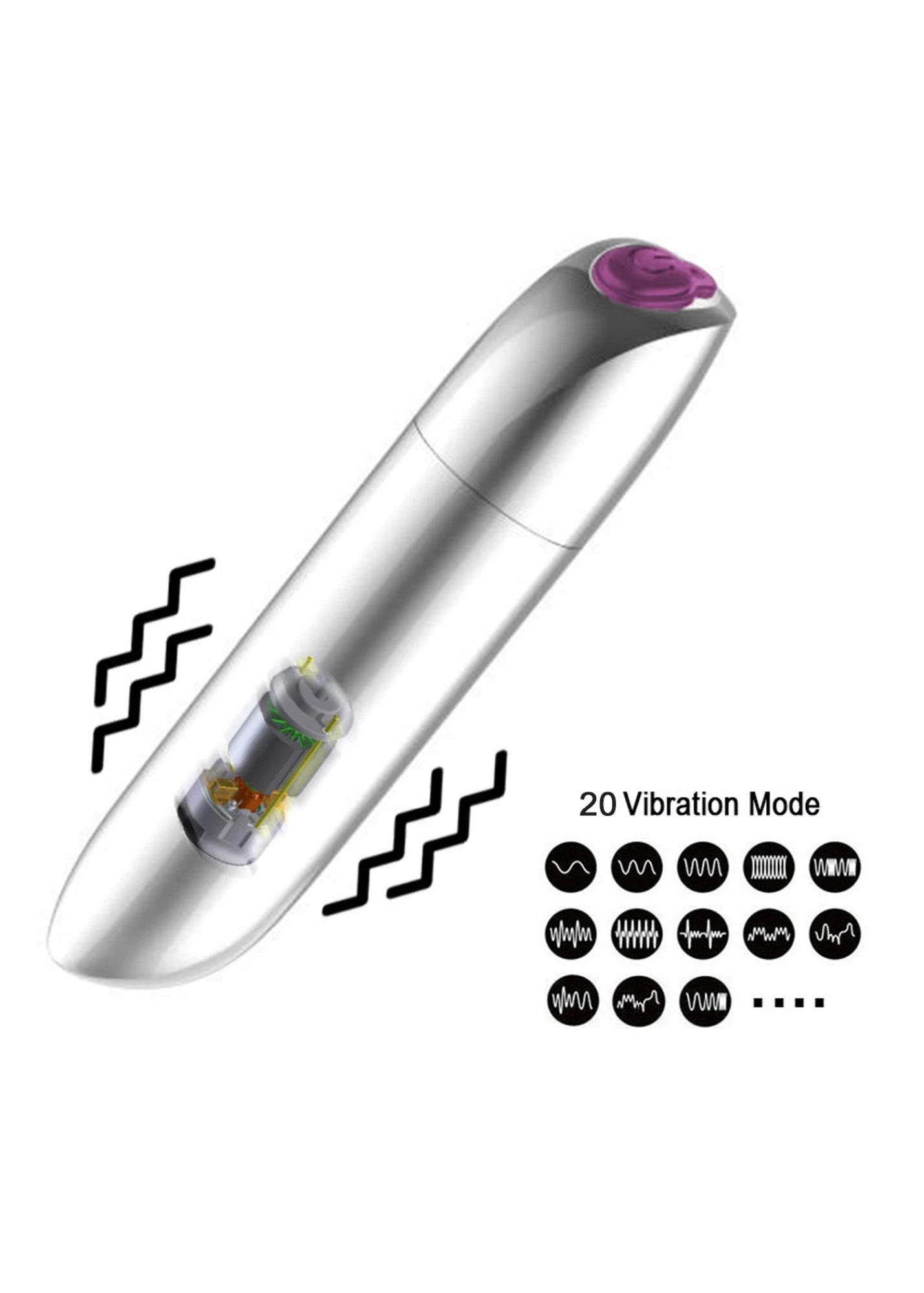 Stymulator - Vibrateur Gland Puissant Rechargeable USB 20 Fonctions - Noir mat