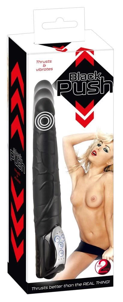 Vibromasseur à insérer noir avec fonction poussée