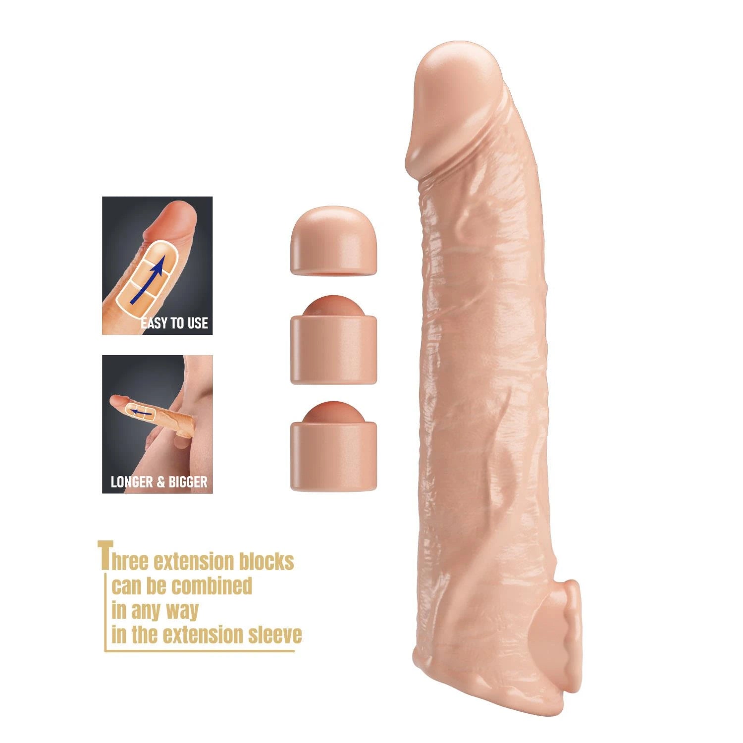 Pretty Love Extension Penis Sleeve with Modular Length Blocks – 26 cm