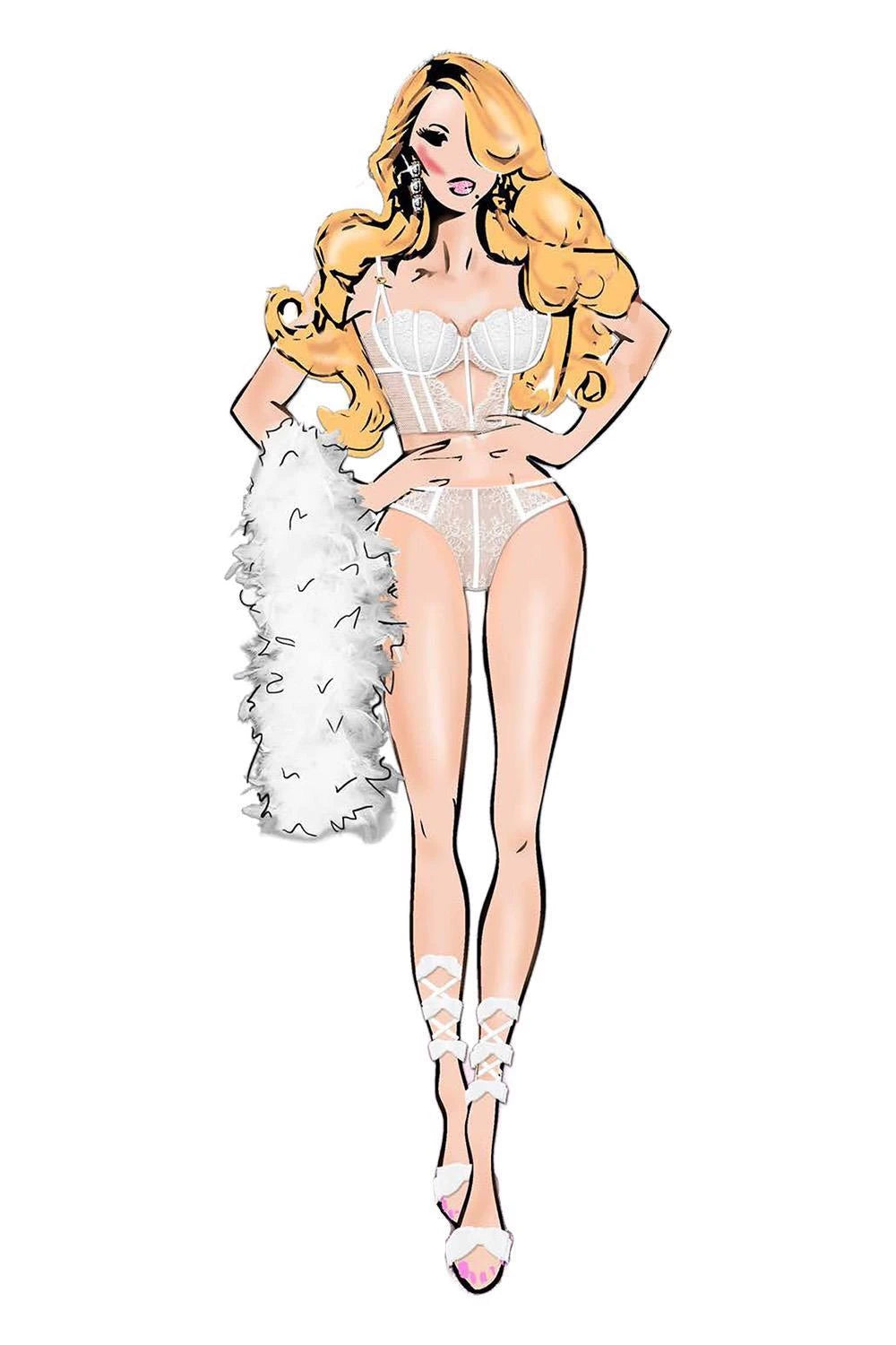 ENSEMBLE DE SOUTIEN-GORGE DEUX PIÈCES BOMBSHELL BOUDOIR AVEC NŒUD, BLANC, L