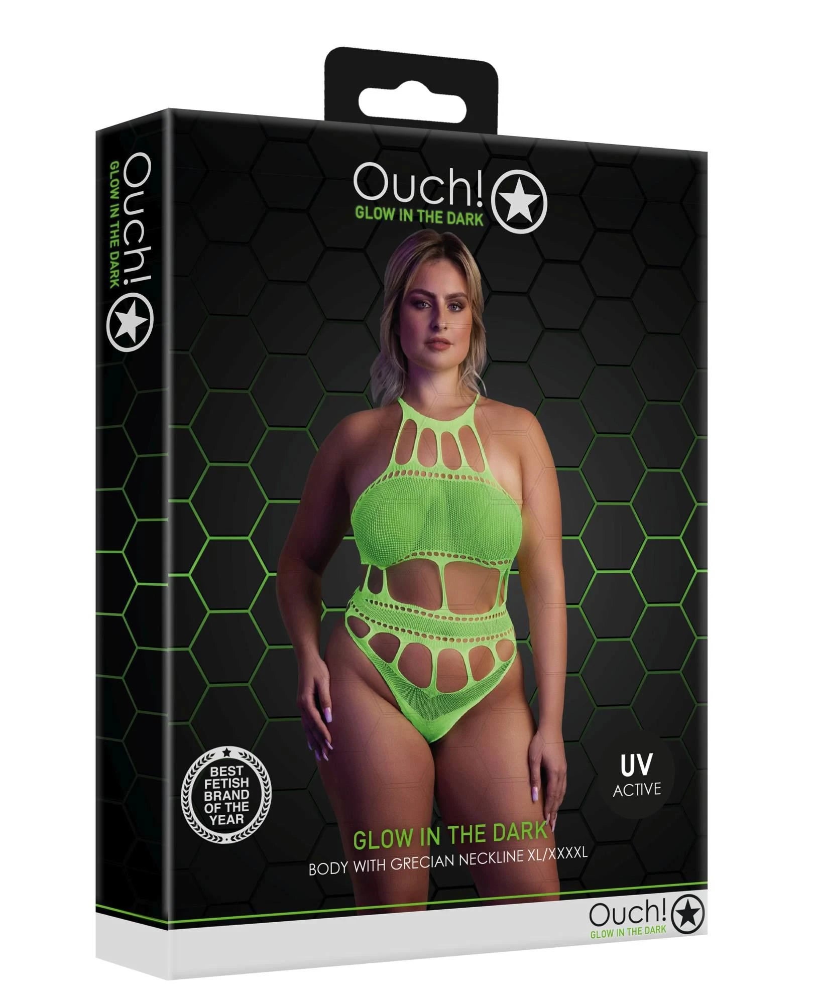 Body with Grecian Neckline - Plus Size - Neon Green