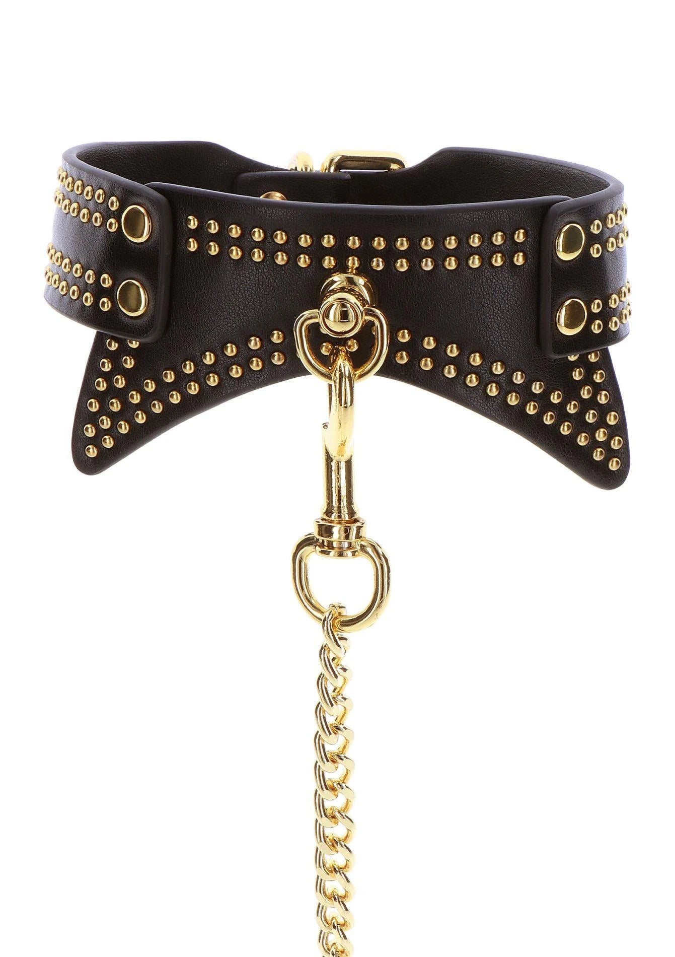 Collier et laisse cloutés noirs
