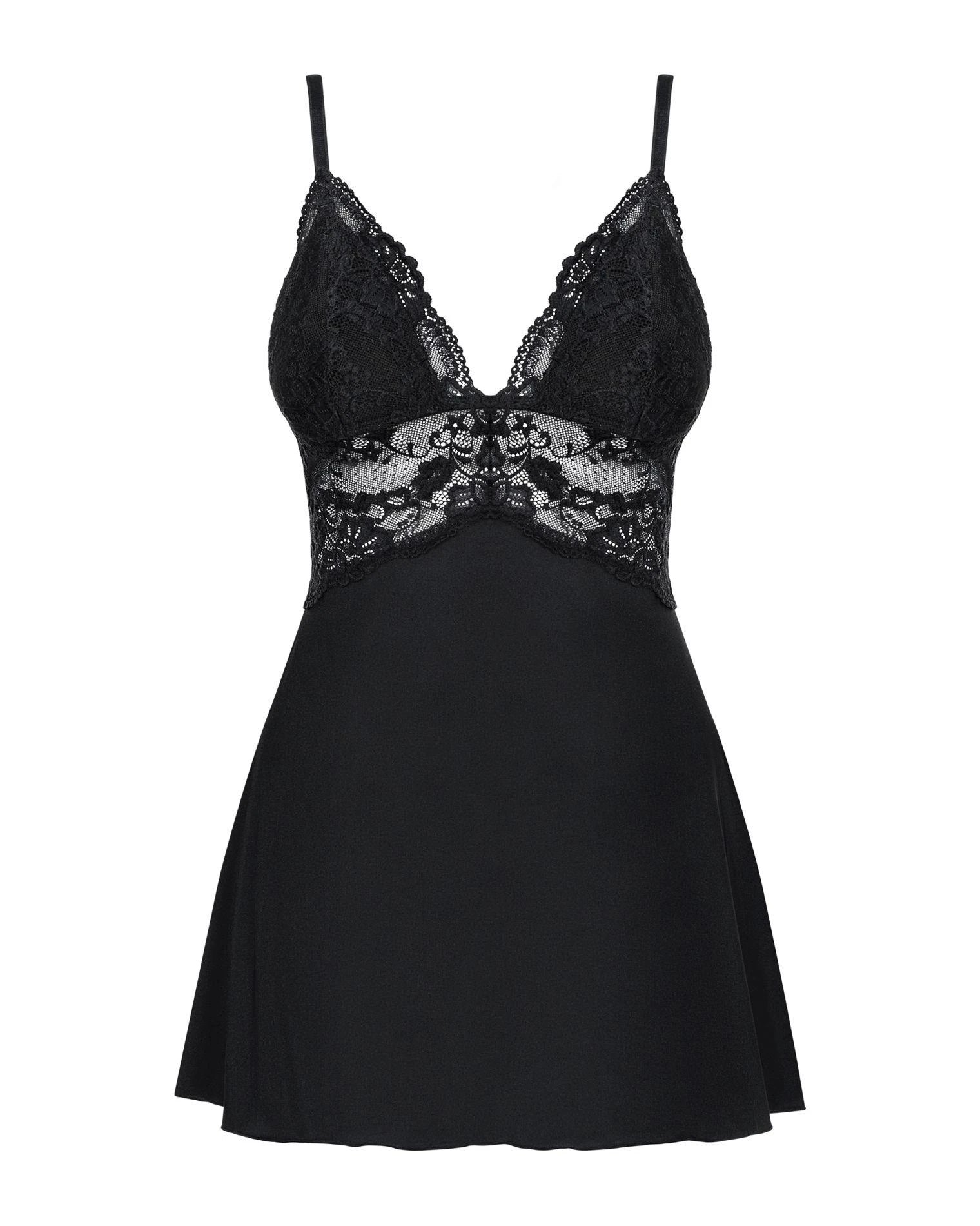 Bielizna-810-BAB-1 babydoll i stringi czarna  S/M