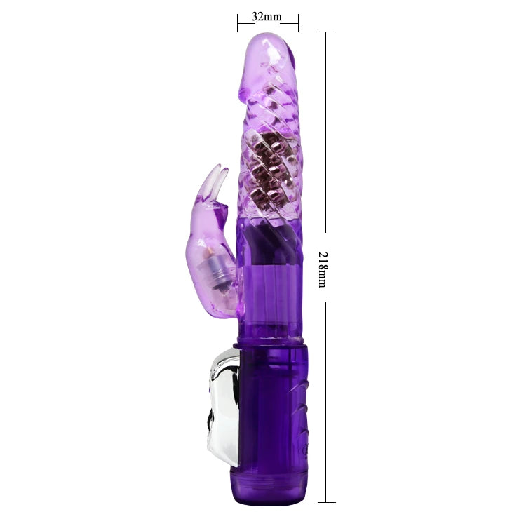 Vibrating and Rotating with Pearls, Multi-speed, Purple