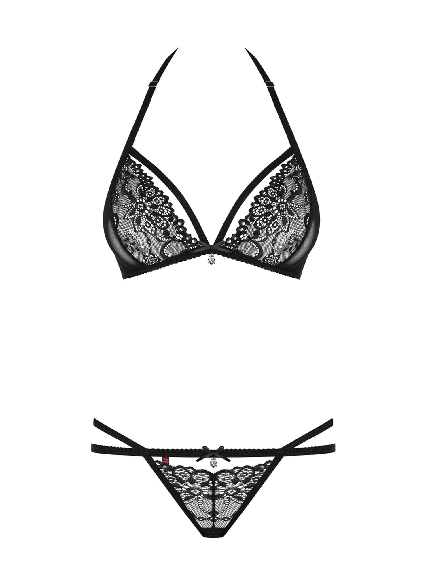Bielizna-838-SET-1 komplet 2-częściowy czarny  S/M
