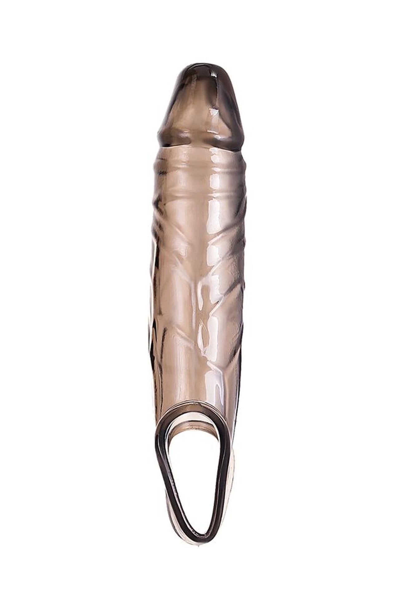 ToyFa XLover, Penis sleeve, for enlargement, TPE, transparent black, 15.5 cm
