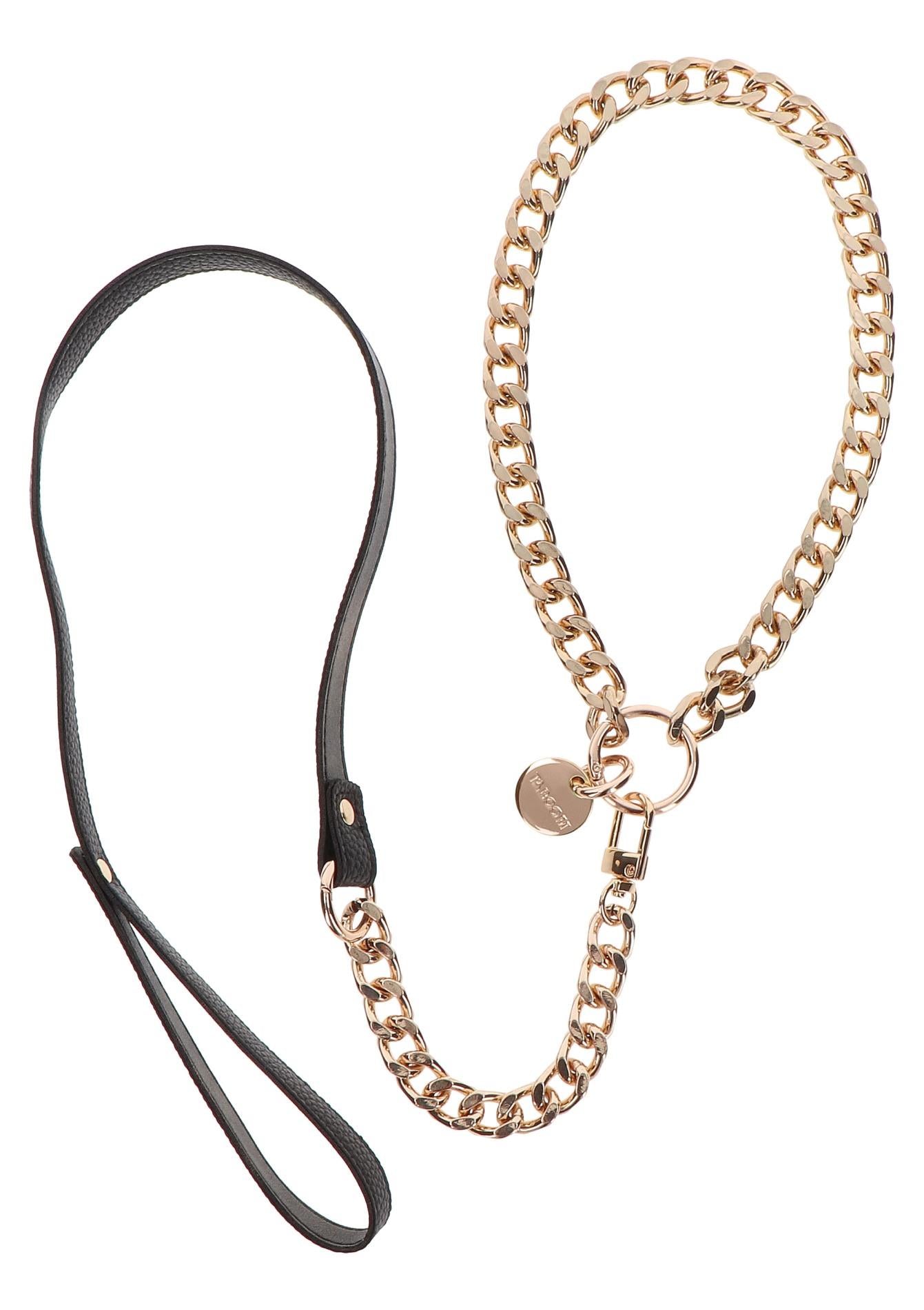 Collier de déclaration et laisse or rose