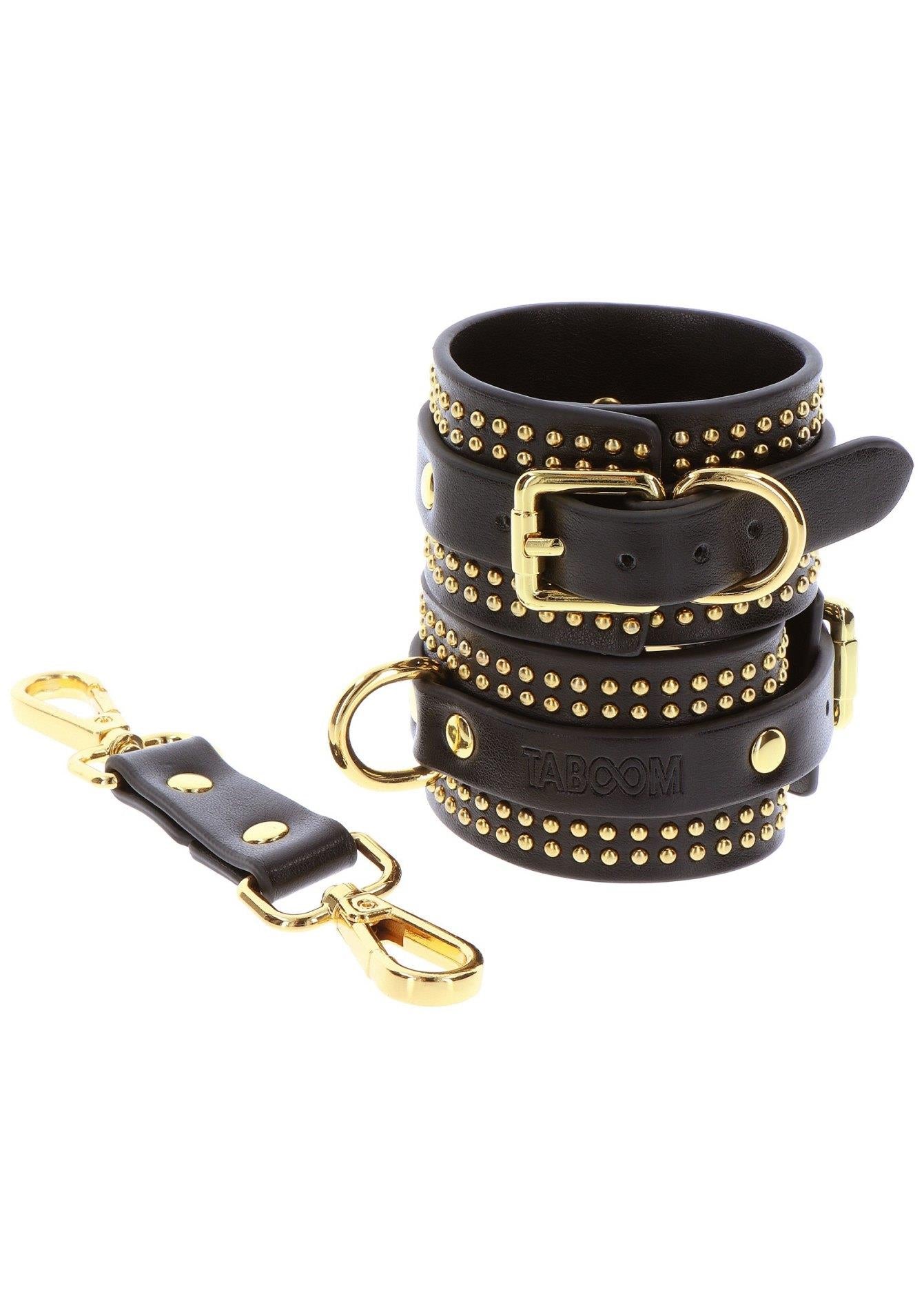 Studded Wrist Cuffs Set Black