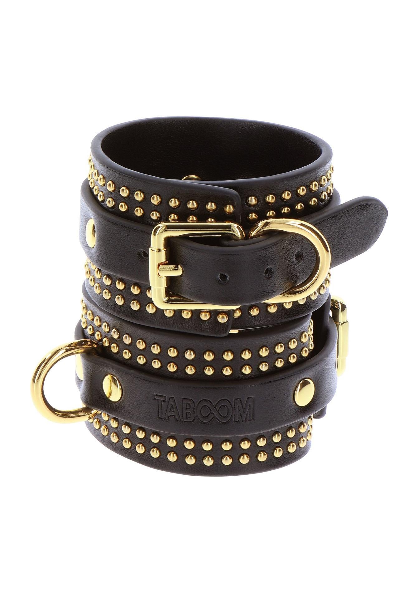 Studded Wrist Cuffs Set Black