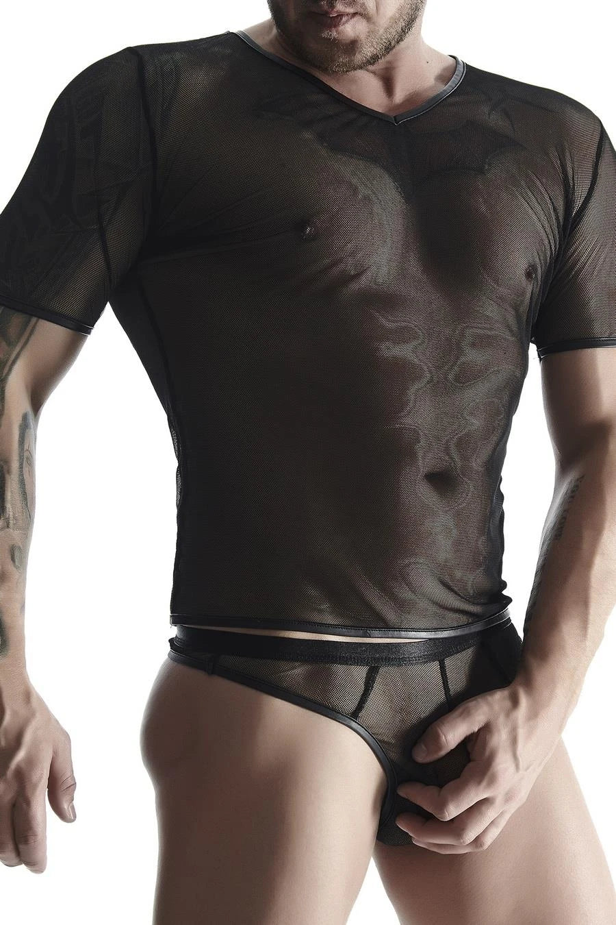 men's stretch mesh V-neck T-shirt XL