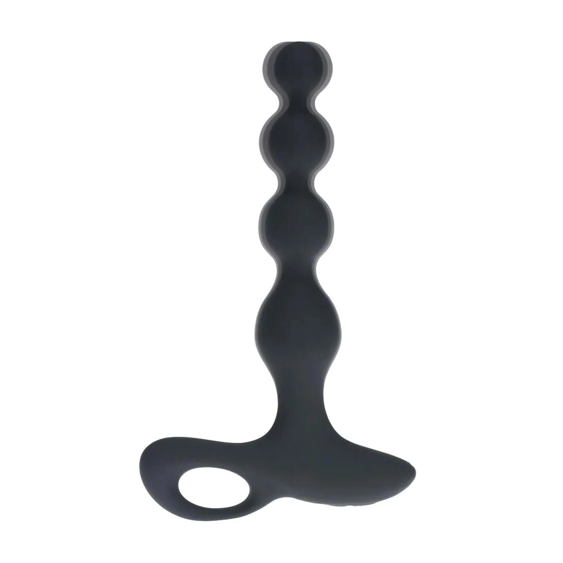 Plug anal vibrant en silicone perlé avec télécommande - Noir