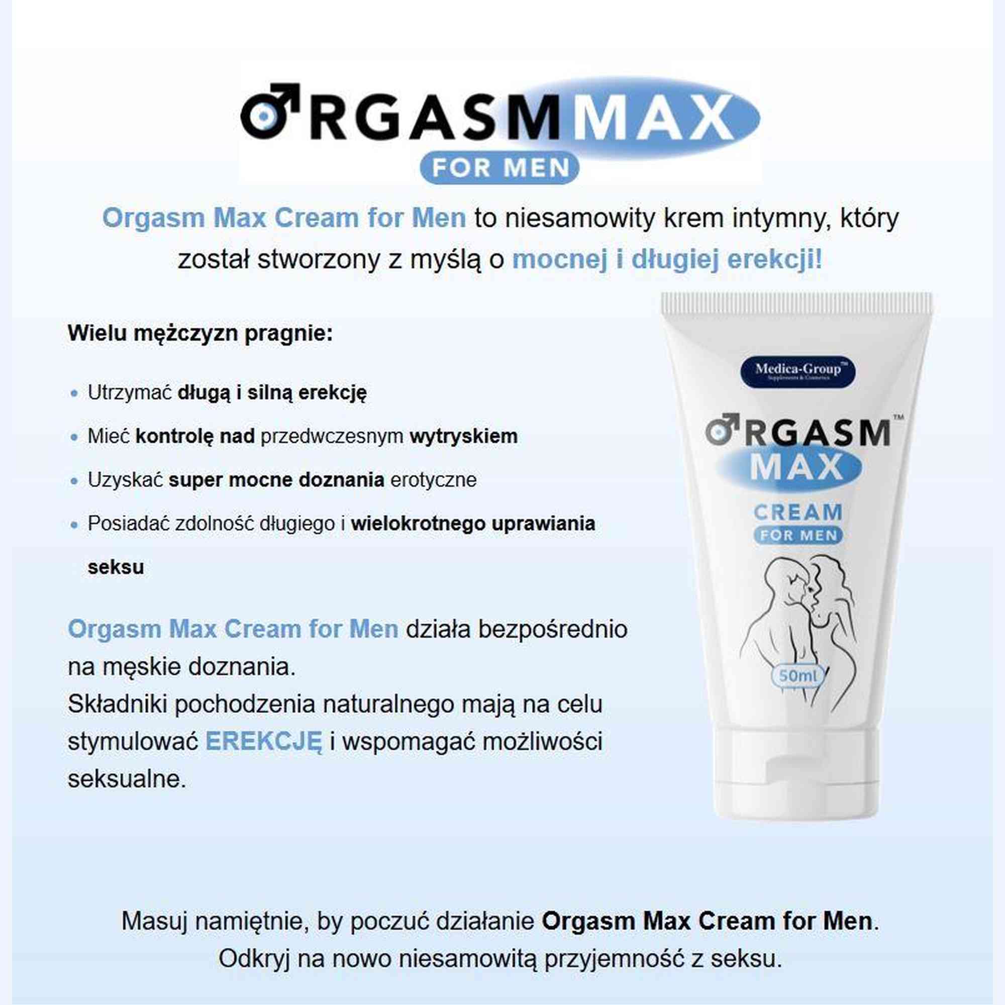 Gel/spray - Orgasm Max cream for men 50 ml