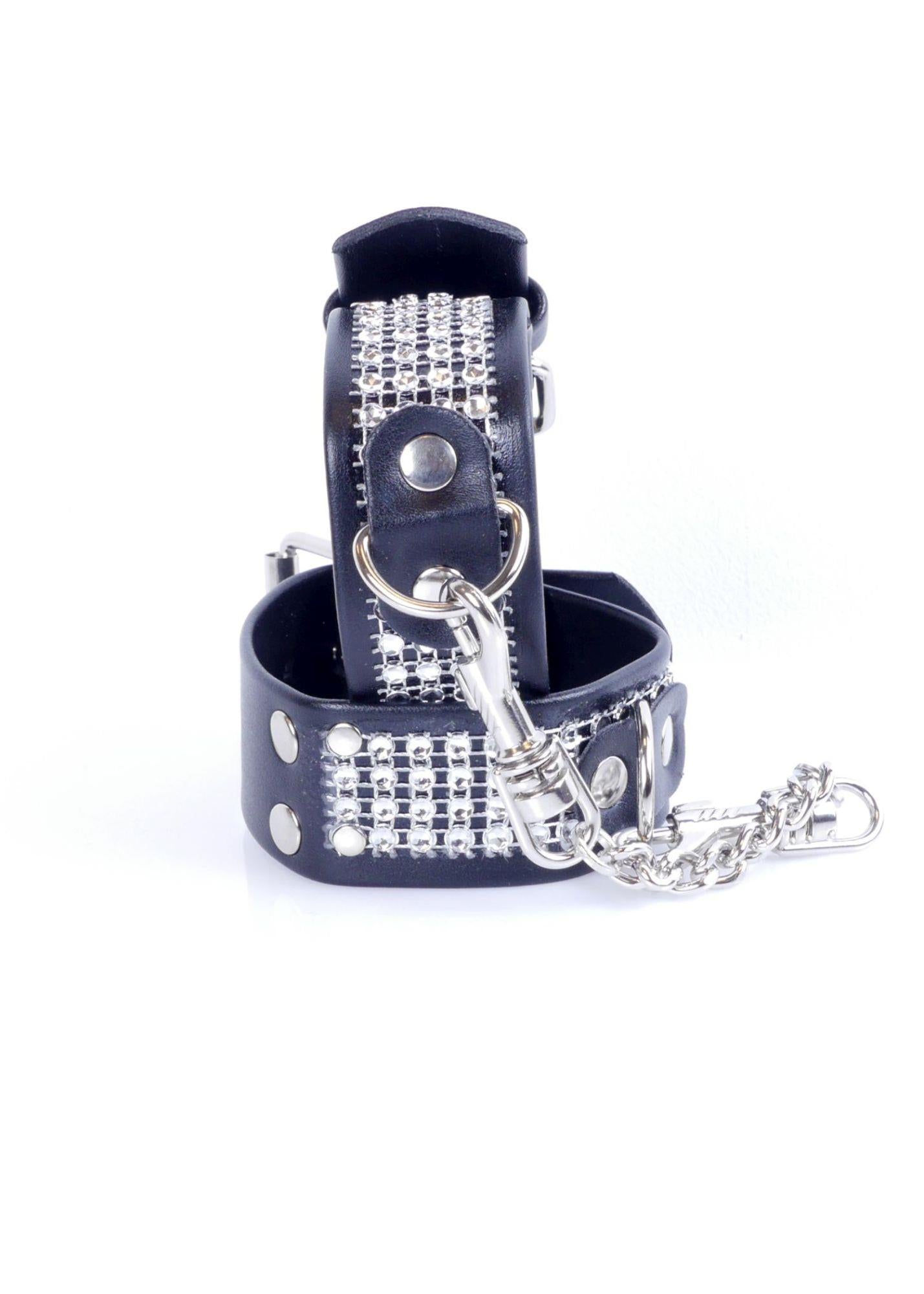 Menottes fétiche B - Série avec cristaux 3 cm Argent