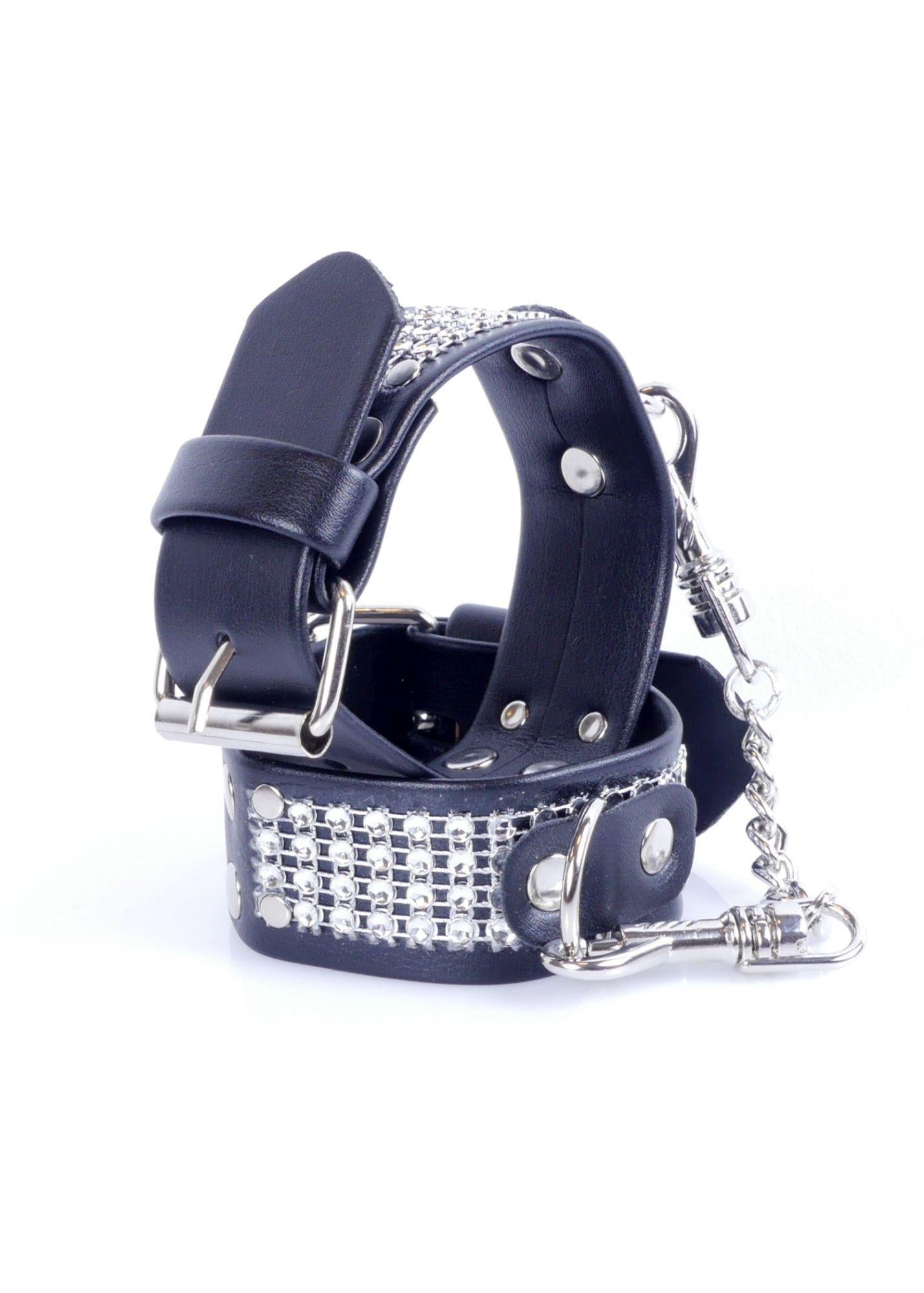 Menottes fétiche B - Série avec cristaux 3 cm Argent