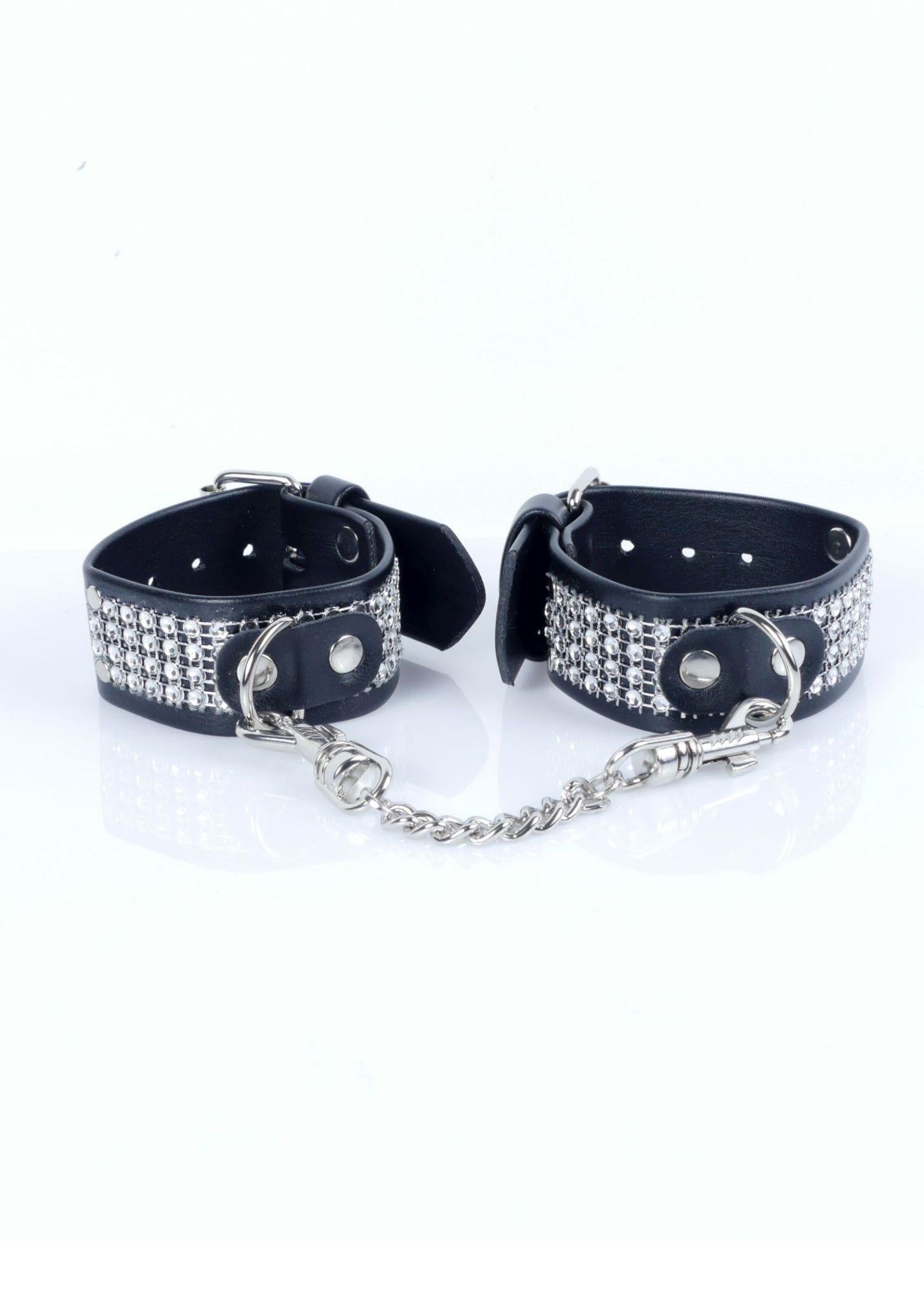 Menottes fétiche B - Série avec cristaux 3 cm Argent