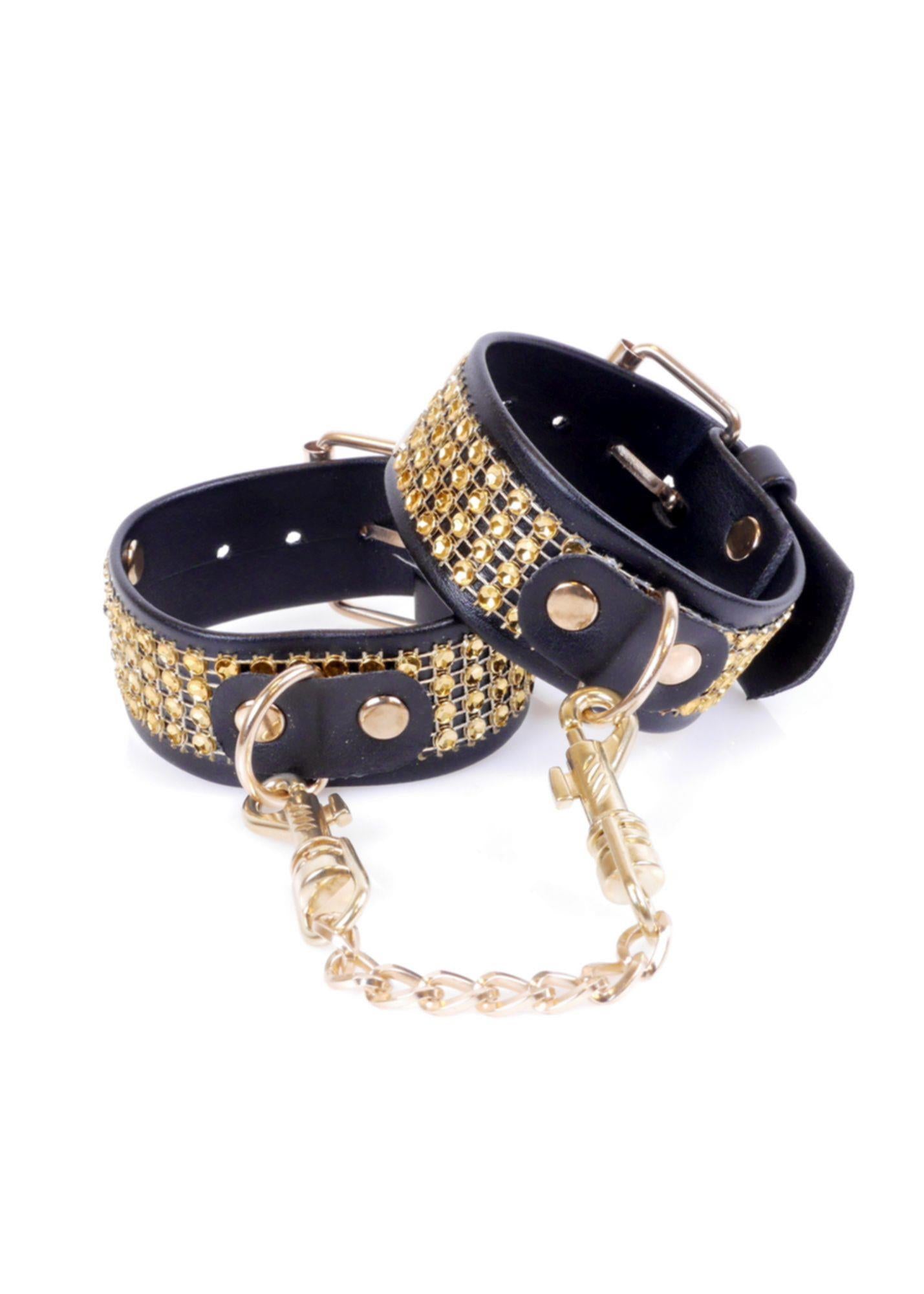 Fetish B - Series Handcuffs with Crystals 3 cm Gold
