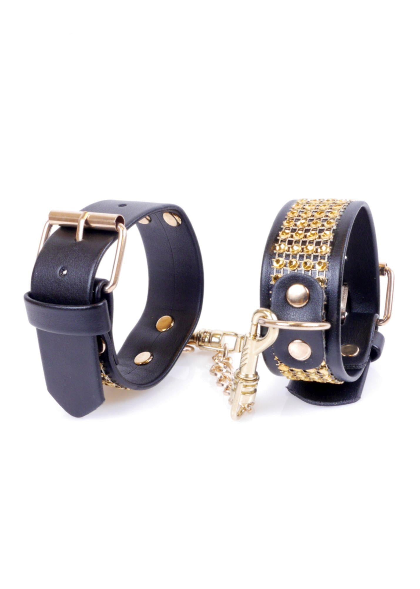 Fetish B - Series Handcuffs with Crystals 3 cm Gold