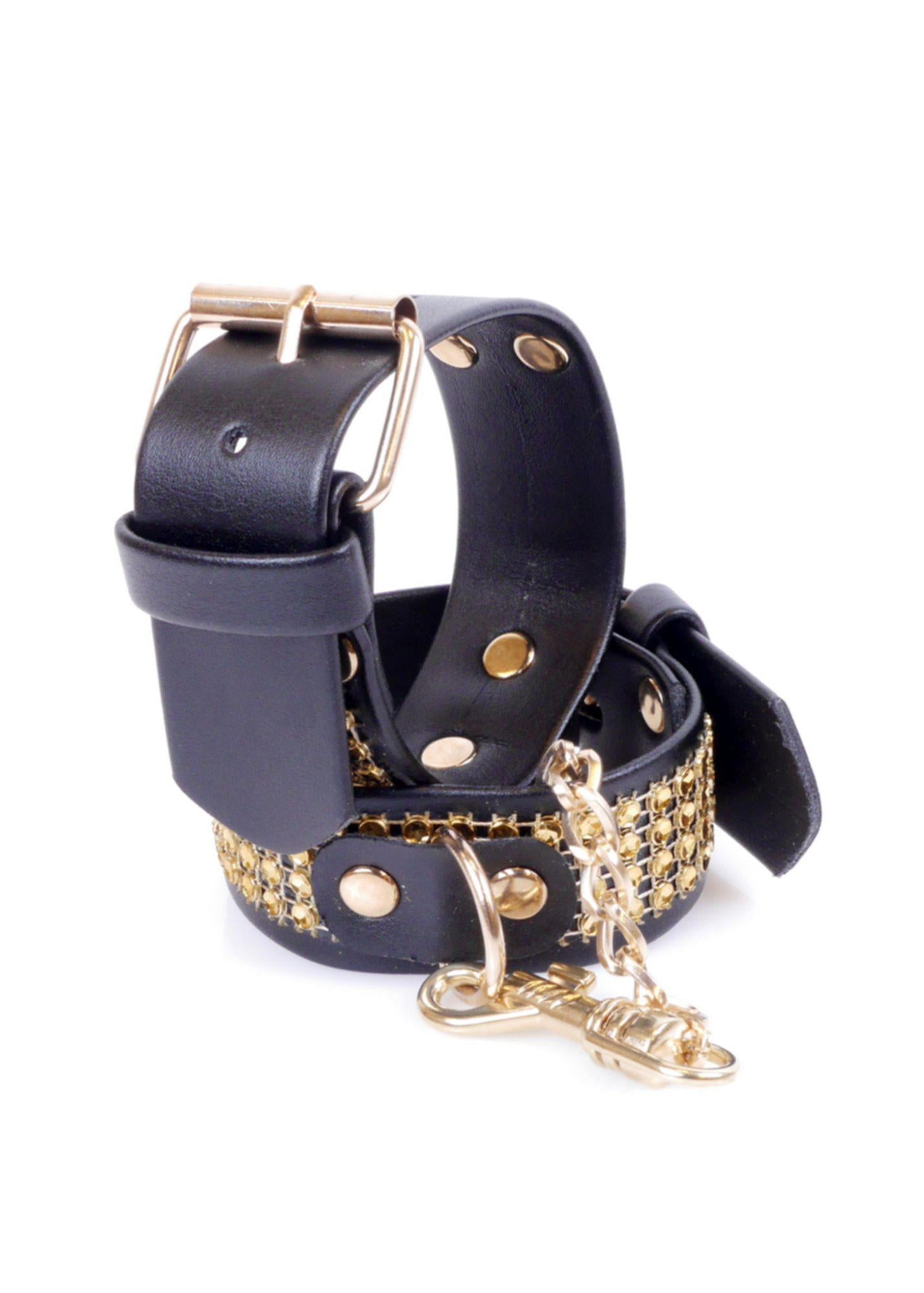 Fetish B - Series Handcuffs with Crystals 3 cm Gold