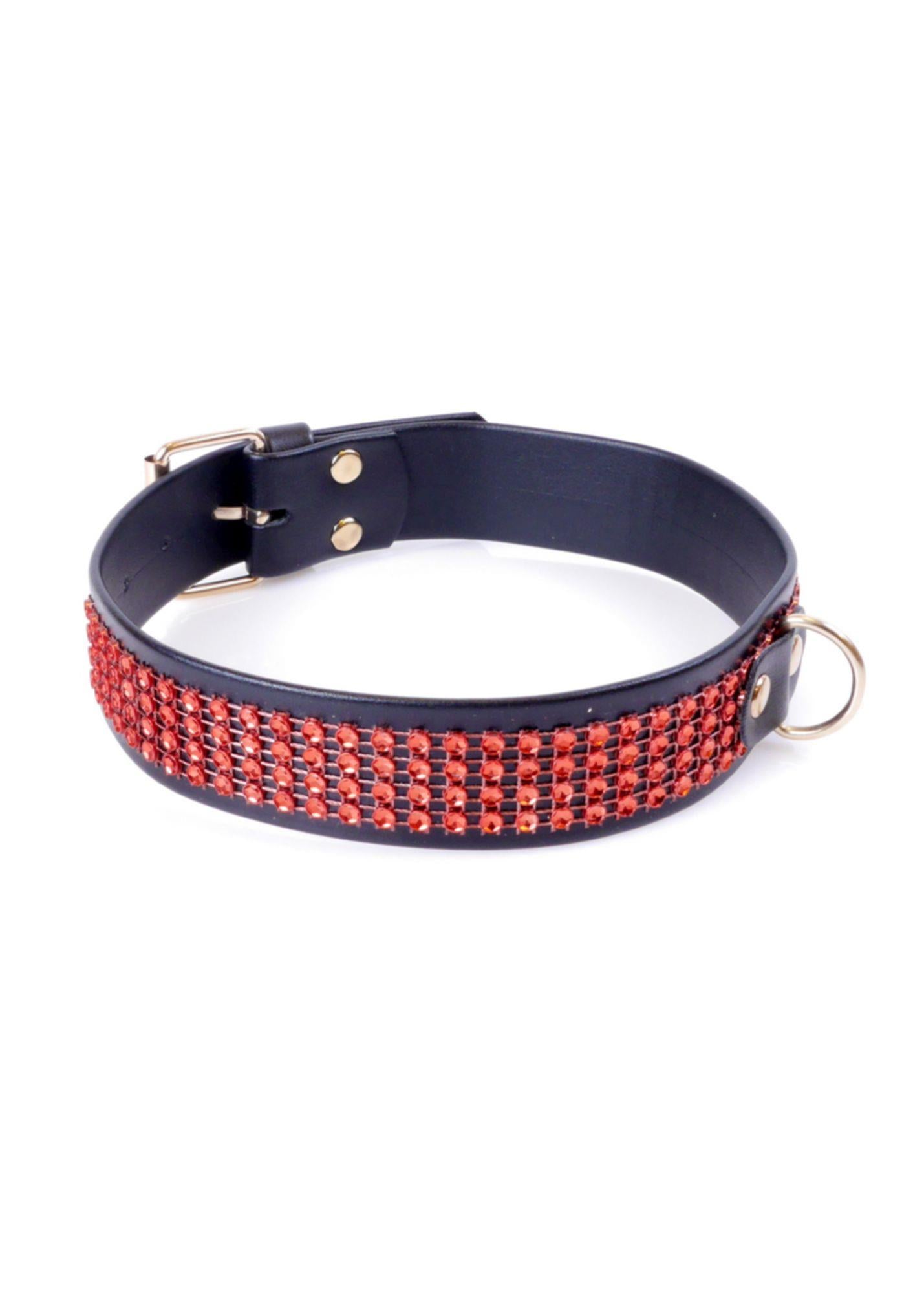 Collier Fetish B - Série avec cristaux 3 cm Ligne rouge