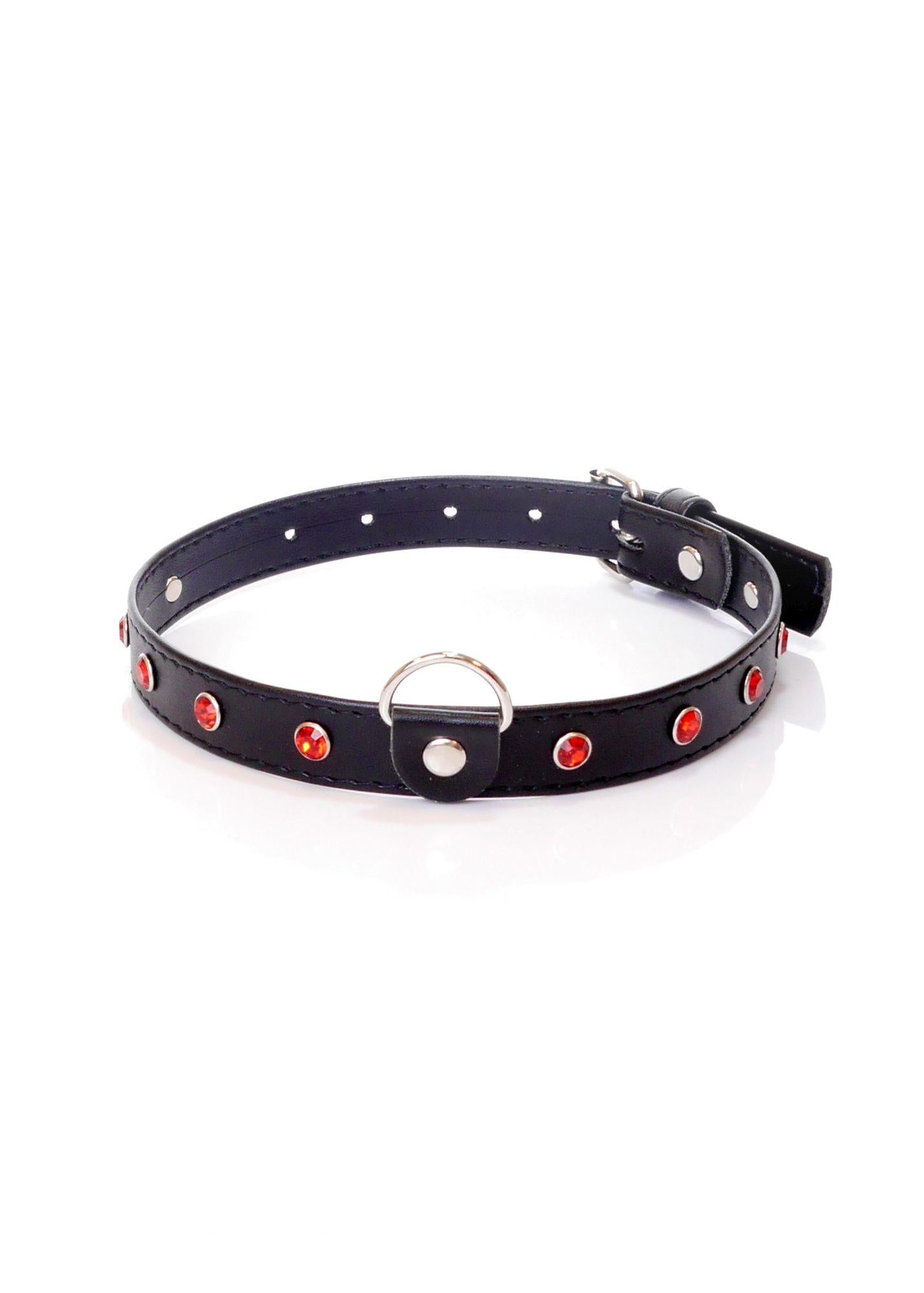 Collier Fetish B - Série - 2 cm. cristal rouge