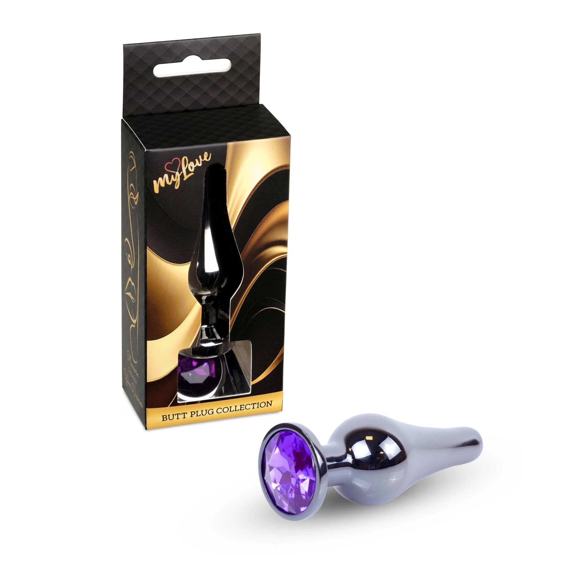 MyLove Toys - Bijoux BUTT PLUG Argent foncé - Violet