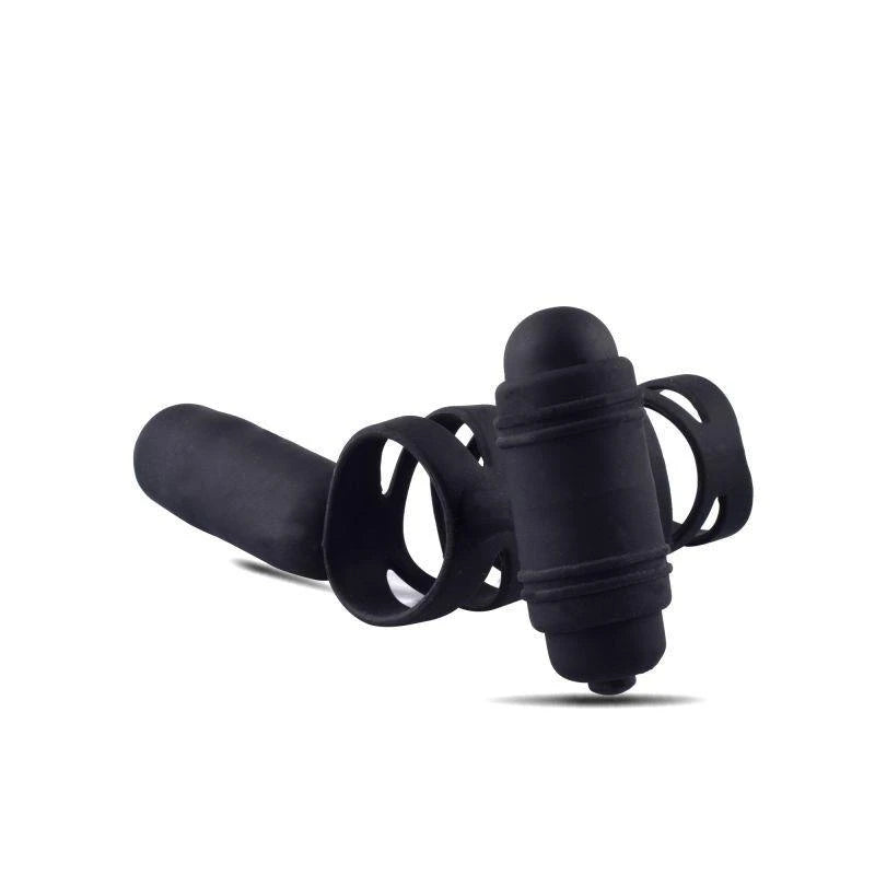 Anneau pénien avec constriction en cage et stimulateur anal
