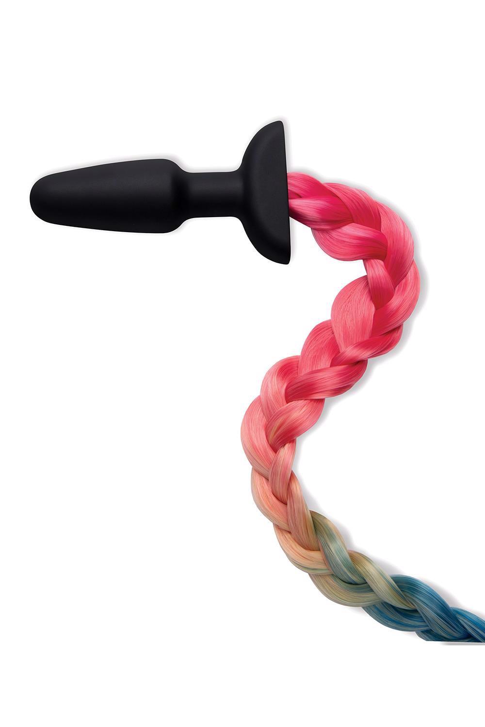 WHIPSMART 4.9 INCH SILICONE PLUG WITH PLAY TAILS RAINBOW TAIL