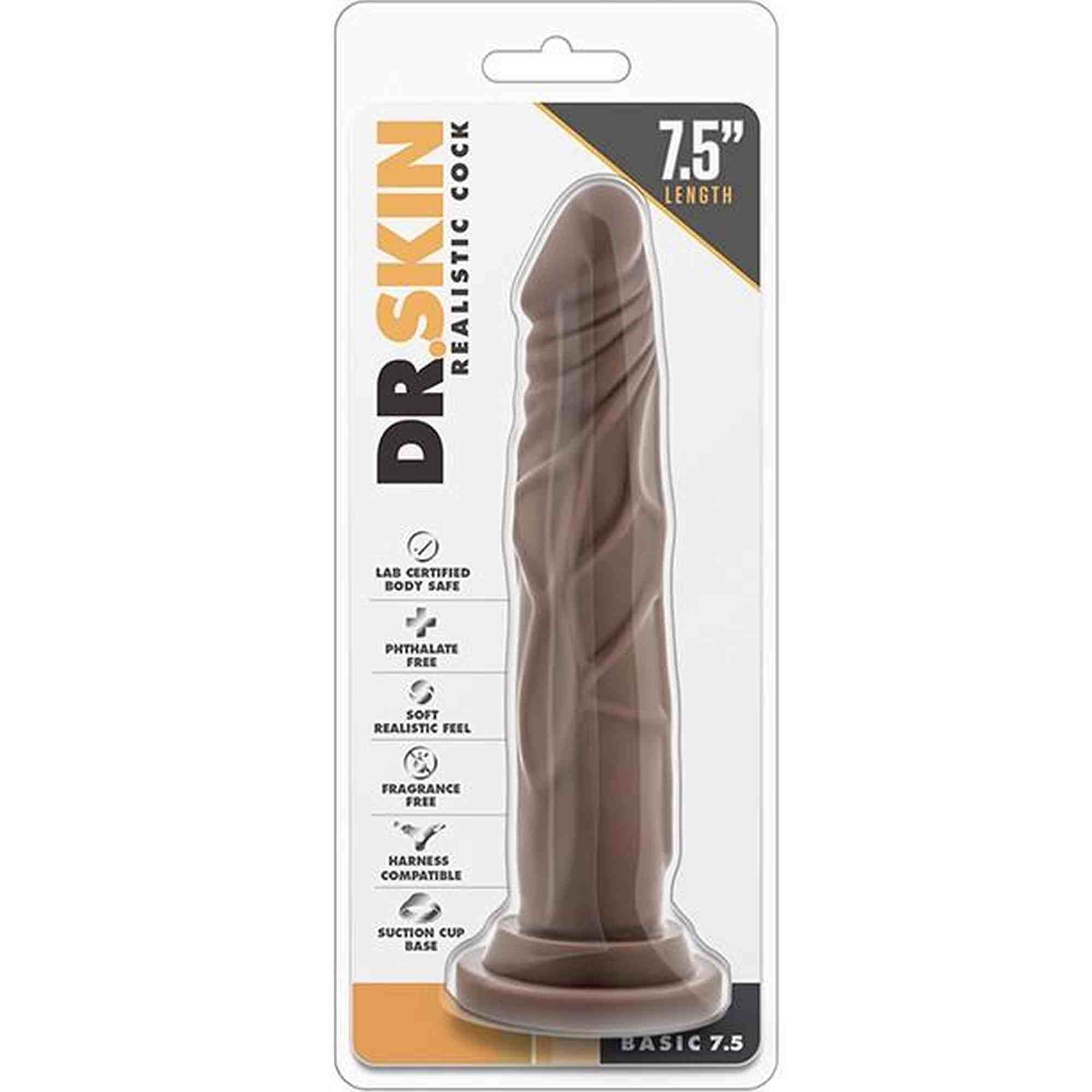 DR. SKIN REALISTIC COCK 7.5 CHOCOLATE