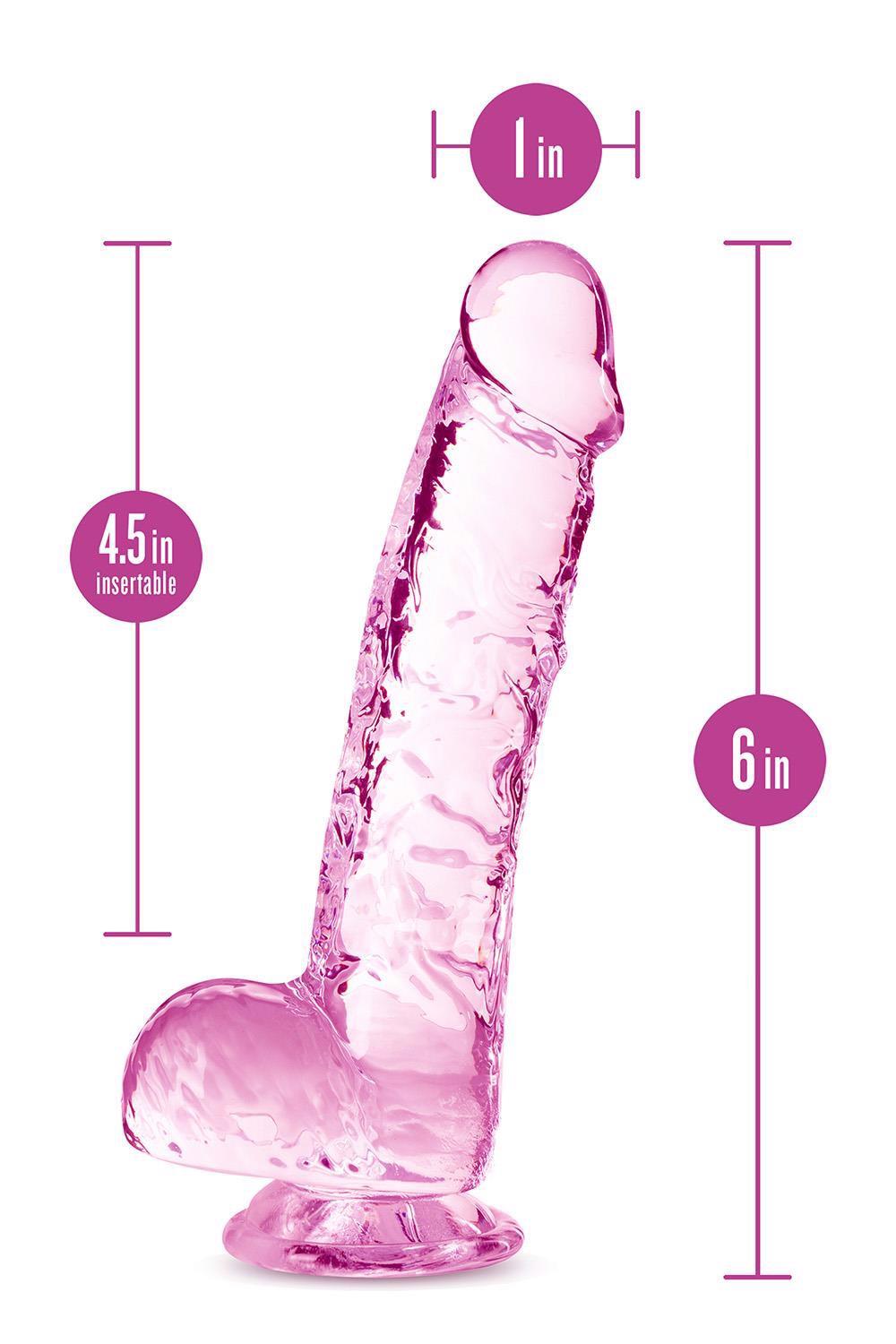 NATURALLY YOURS 6" CRYSTALLINE DILDO ROSE