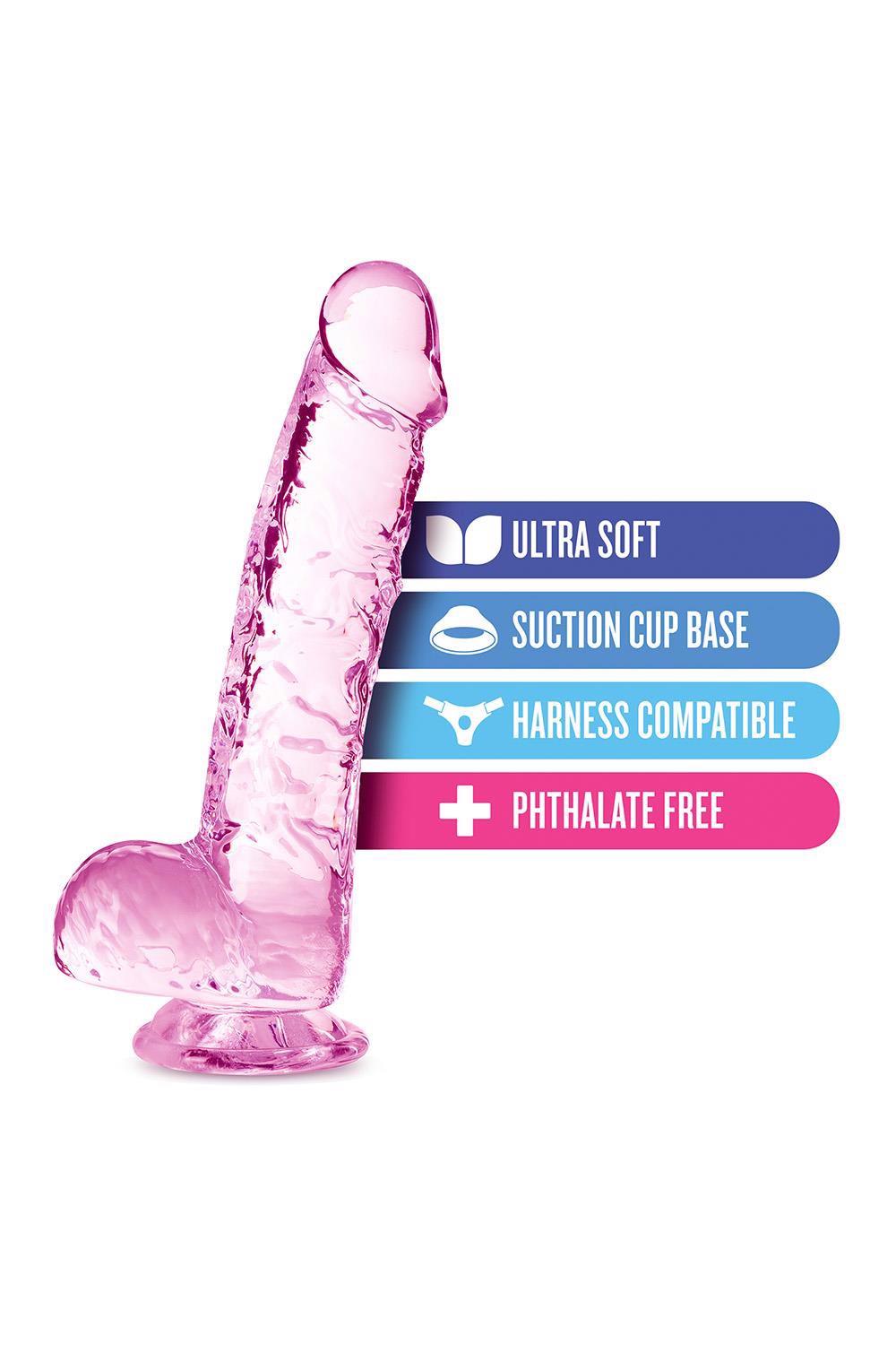 NATURALLY YOURS 6" CRYSTALLINE DILDO ROSE