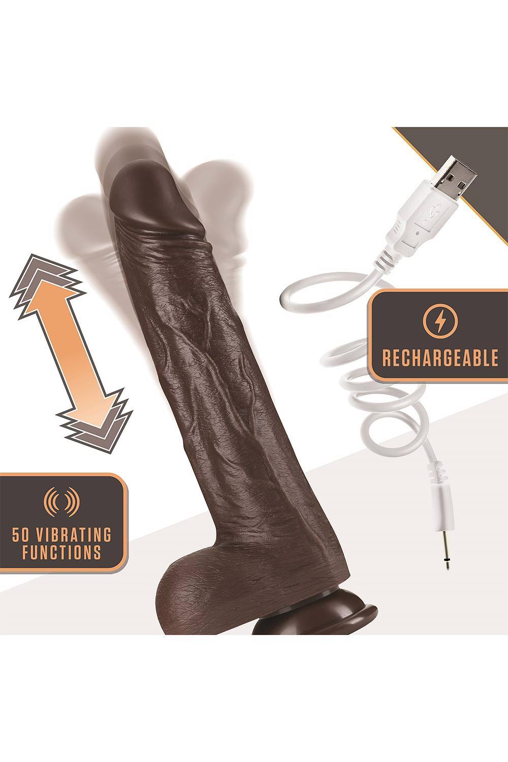 DR. SKIN SILICONE DR. MURPHY 8Â INCH THRUSTING DILDO CHOCOLATE
